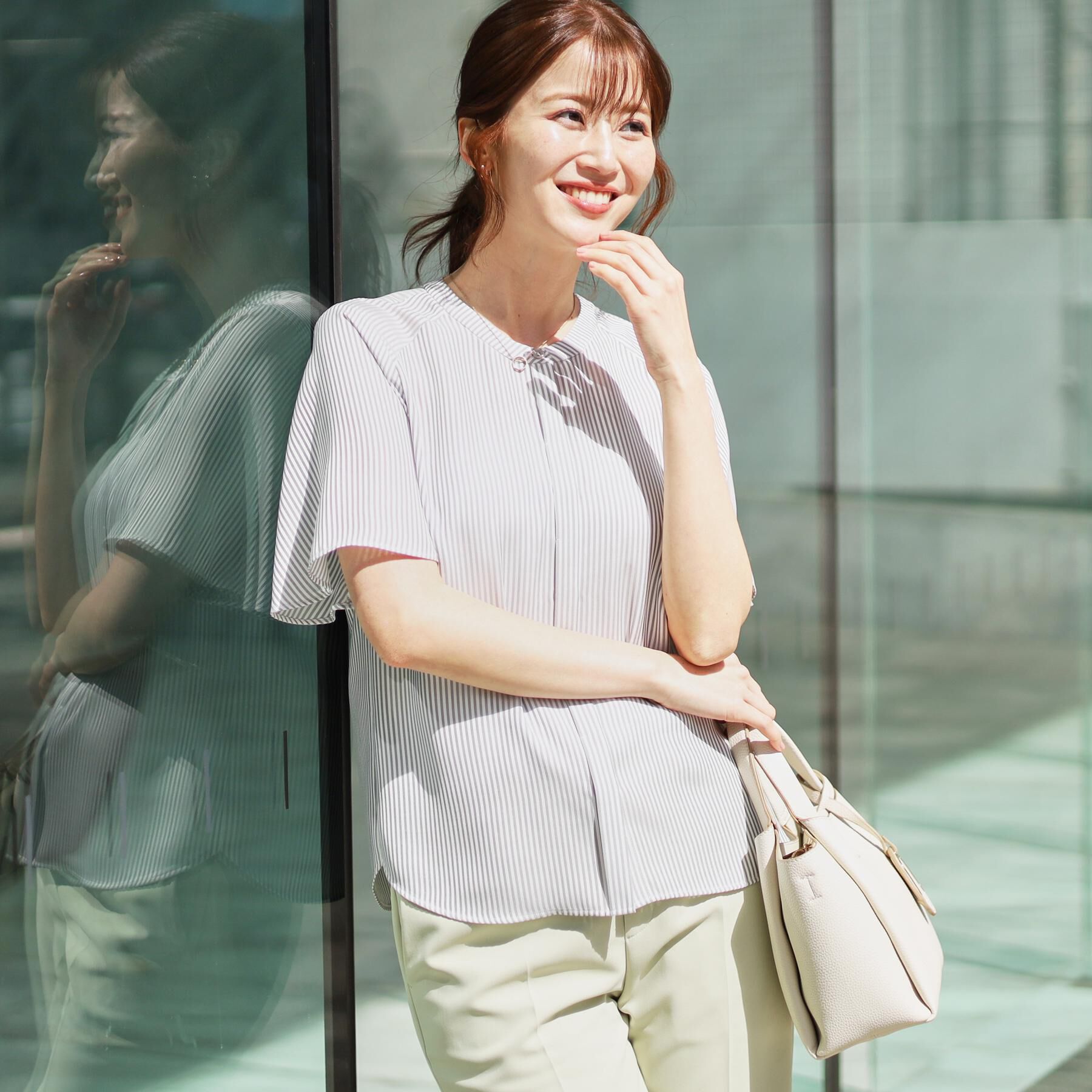 COUP DE CHANCE「【洗える／ストライプ柄】フレア袖ブラウス」|シャツ・ブラウス|