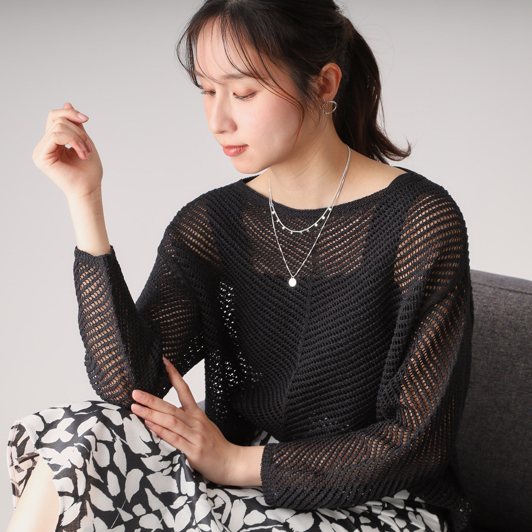 COUP DE CHANCE「【洗える／日本製】和紙混ニットプルオーバー」|ニット・セーター|