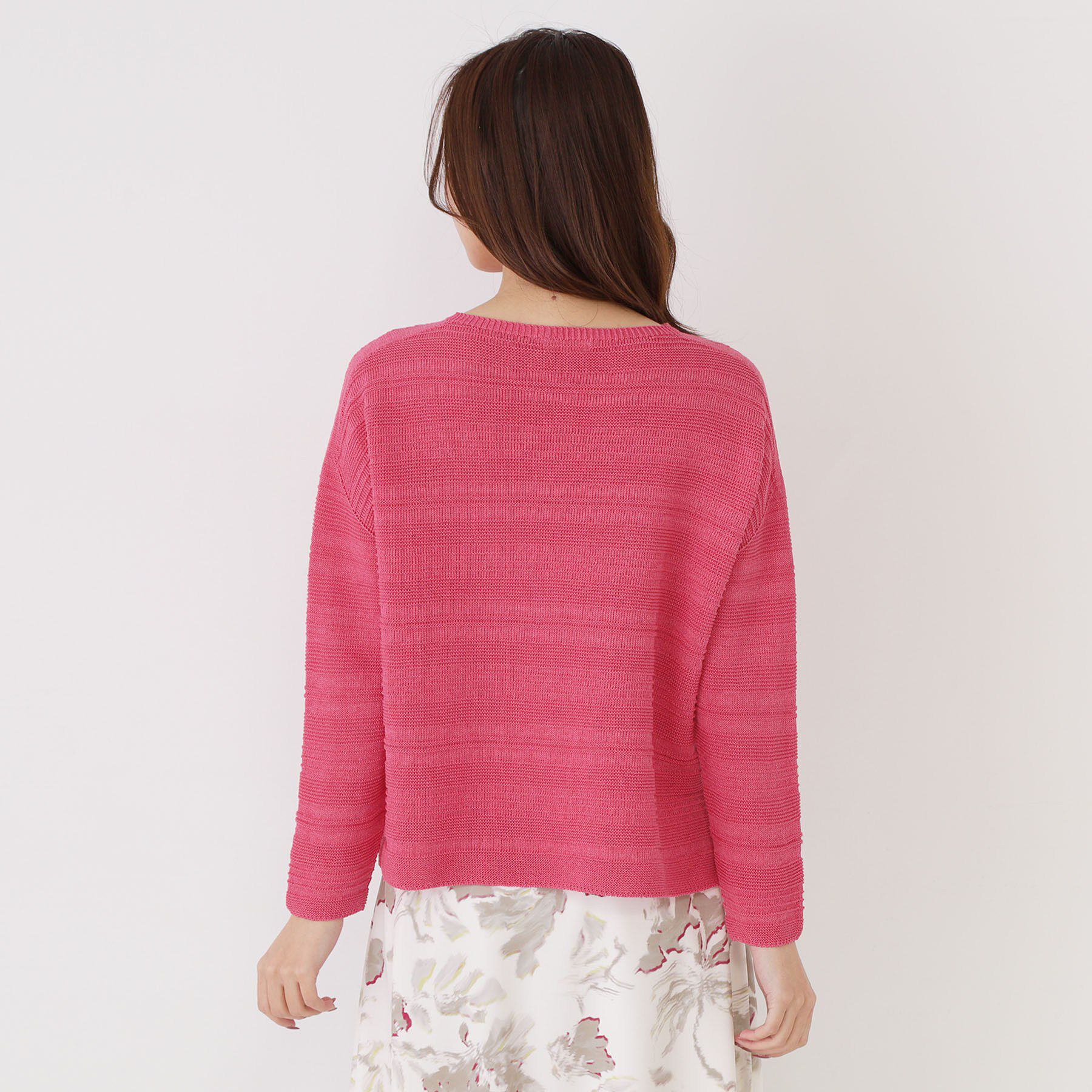 COUP DE CHANCE「【手洗い可／日本製／無縫製／和紙使用】地柄ボーダーのニットトップス」|ニット・セーター|