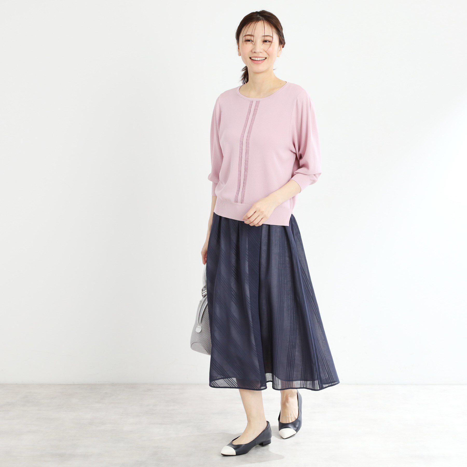 Reflect「【手洗い可】ストライプ柄シアースカート」|スカート|