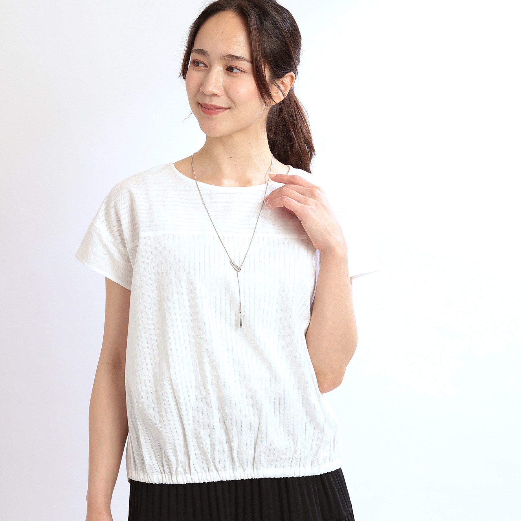 Reflect「【夏SALE／E‐QUALITY／手洗い可】フレンチスリーブブラウス」|シャツ・ブラウス|オフホワイト(003