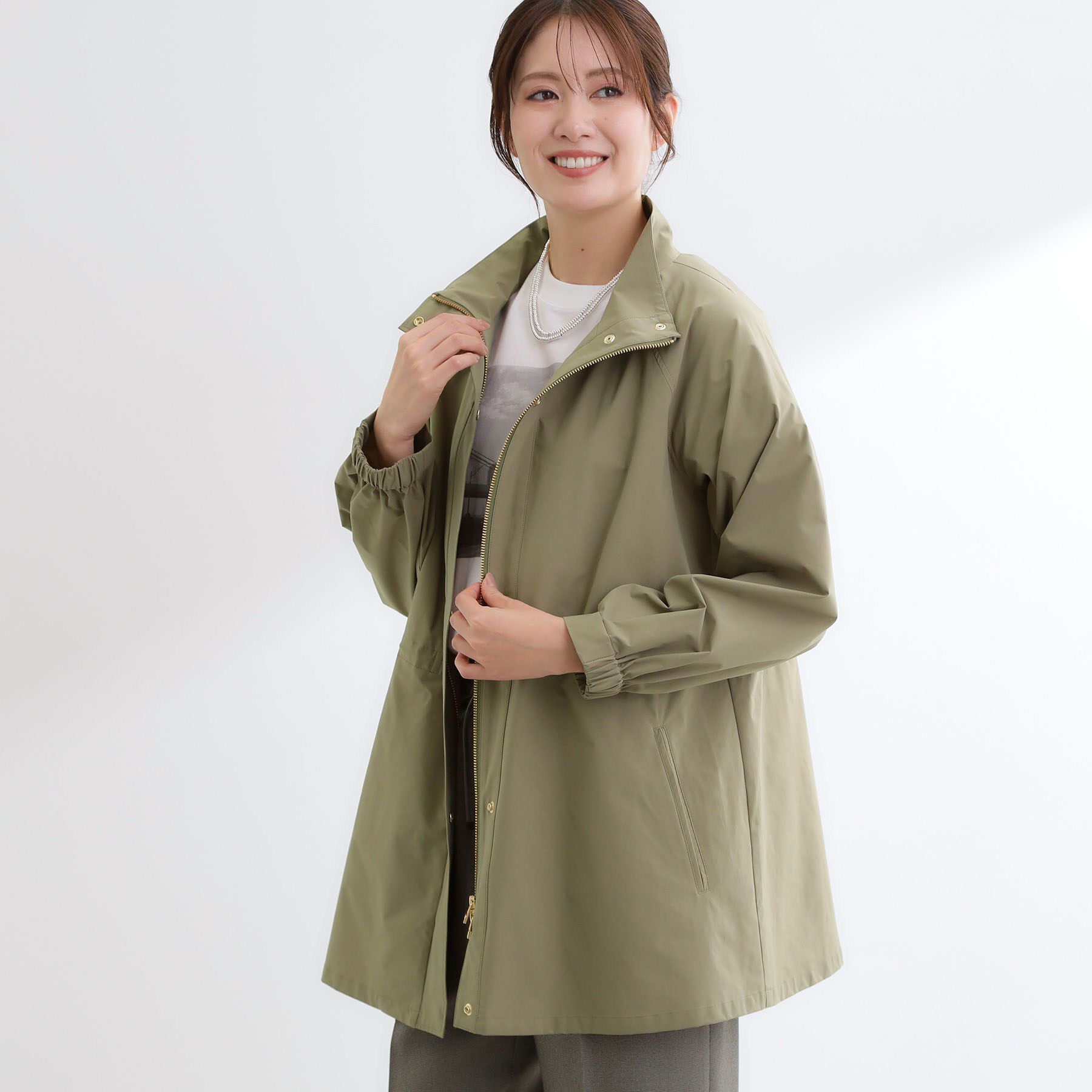 Reflect「ストレッチタフタミドル丈パーカー」|その他|カーキ(027)