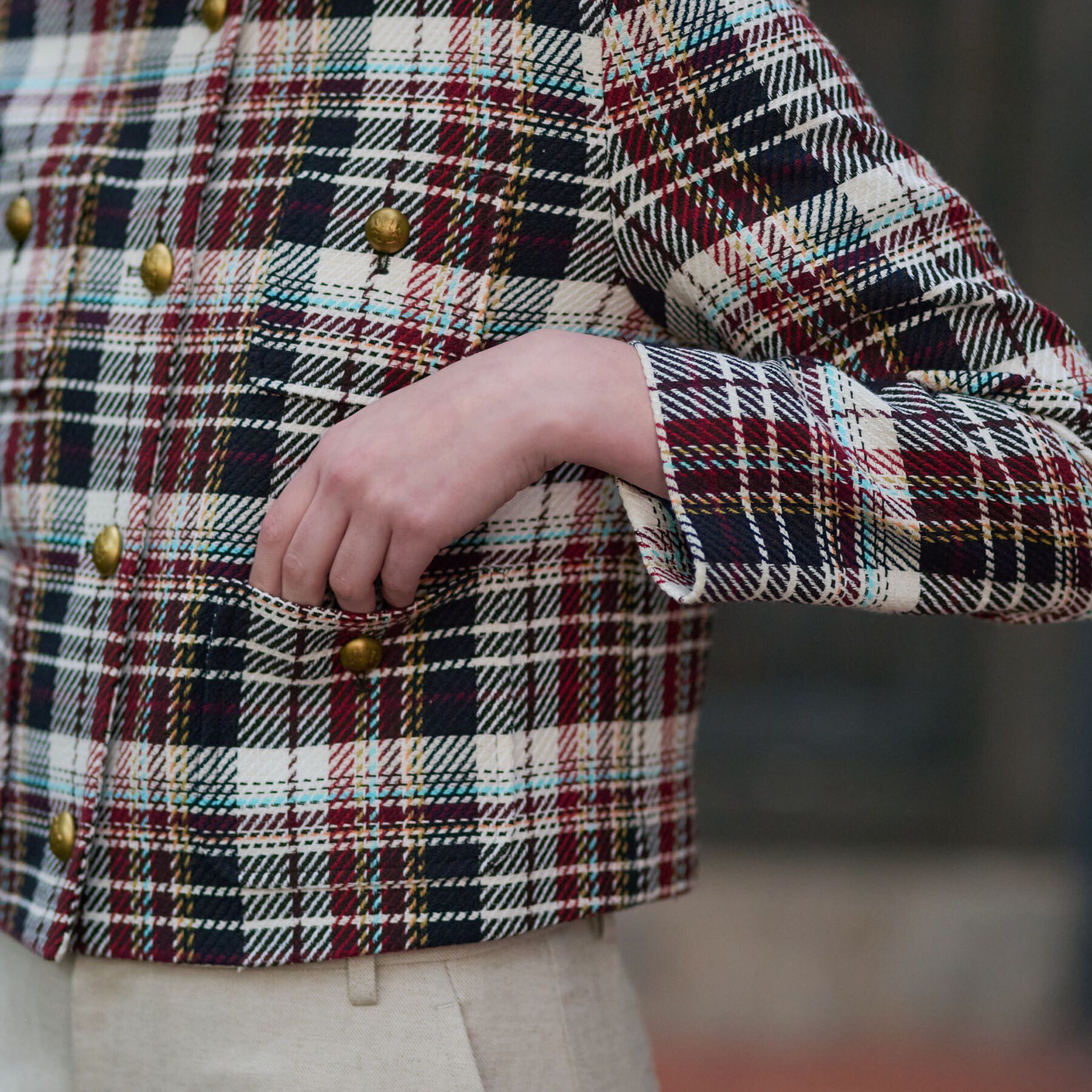 DRESSTERIOR「【DEVEAUX社ツイード使用】コンパクトチェックジャケット」|ノーカラージャケット|