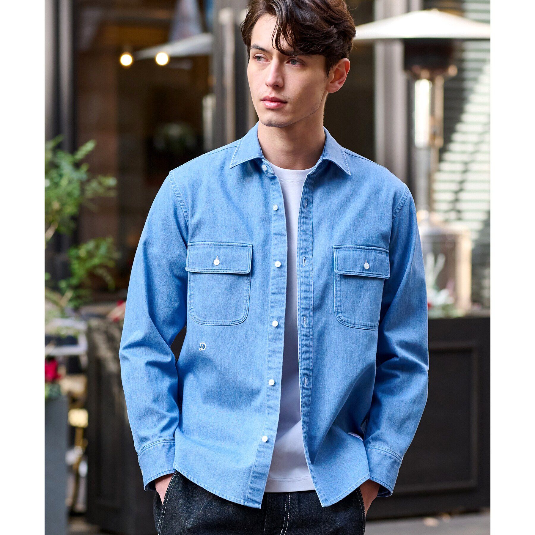 DRESSTERIOR「【Safari5月号掲載】ダブルポケット デニムシャツ」|シャツ・ブラウス|サックスブルー(09