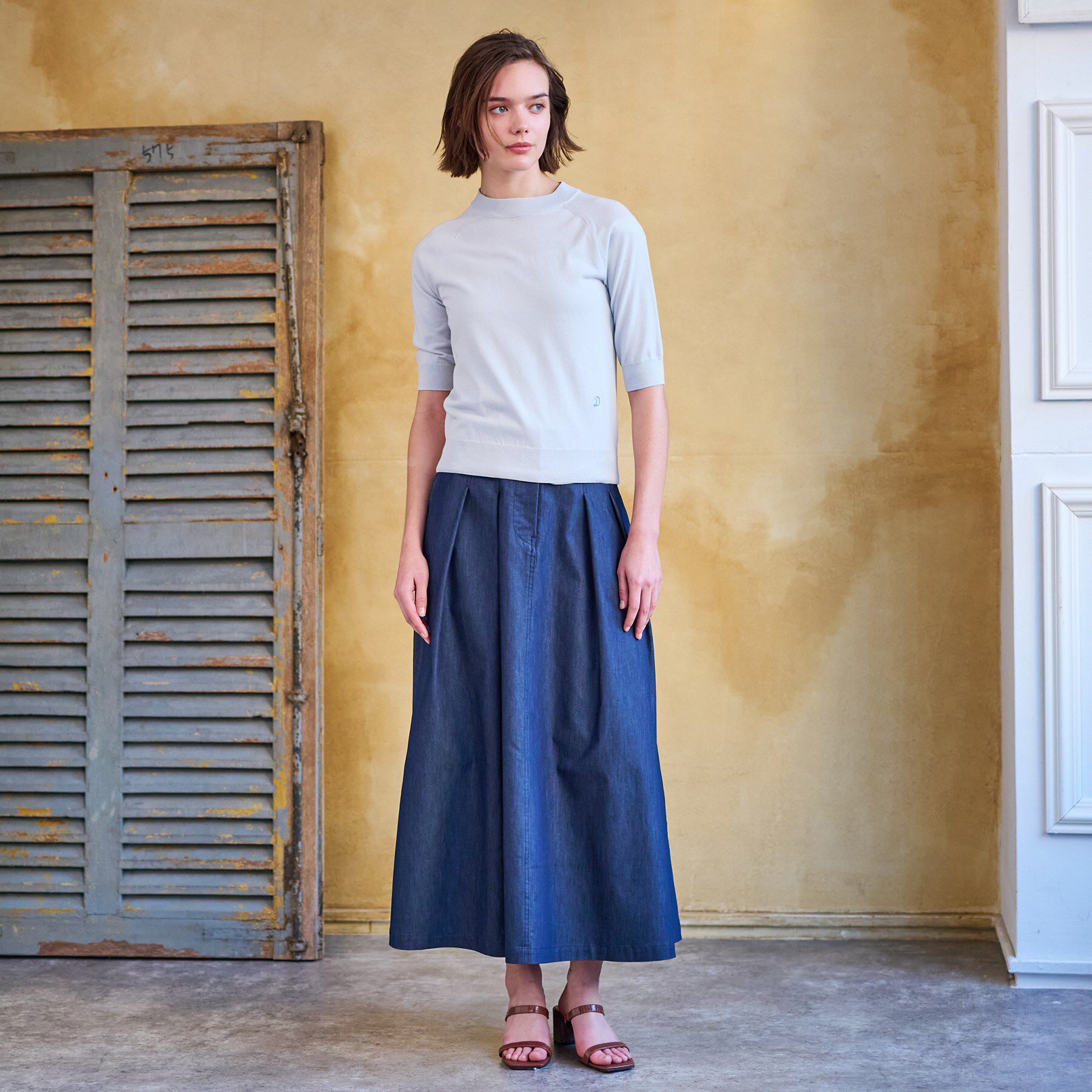 DRESSTERIOR「【定番/洗える】コットンシルク混ハーフスリーブ」|ニット・セーター|