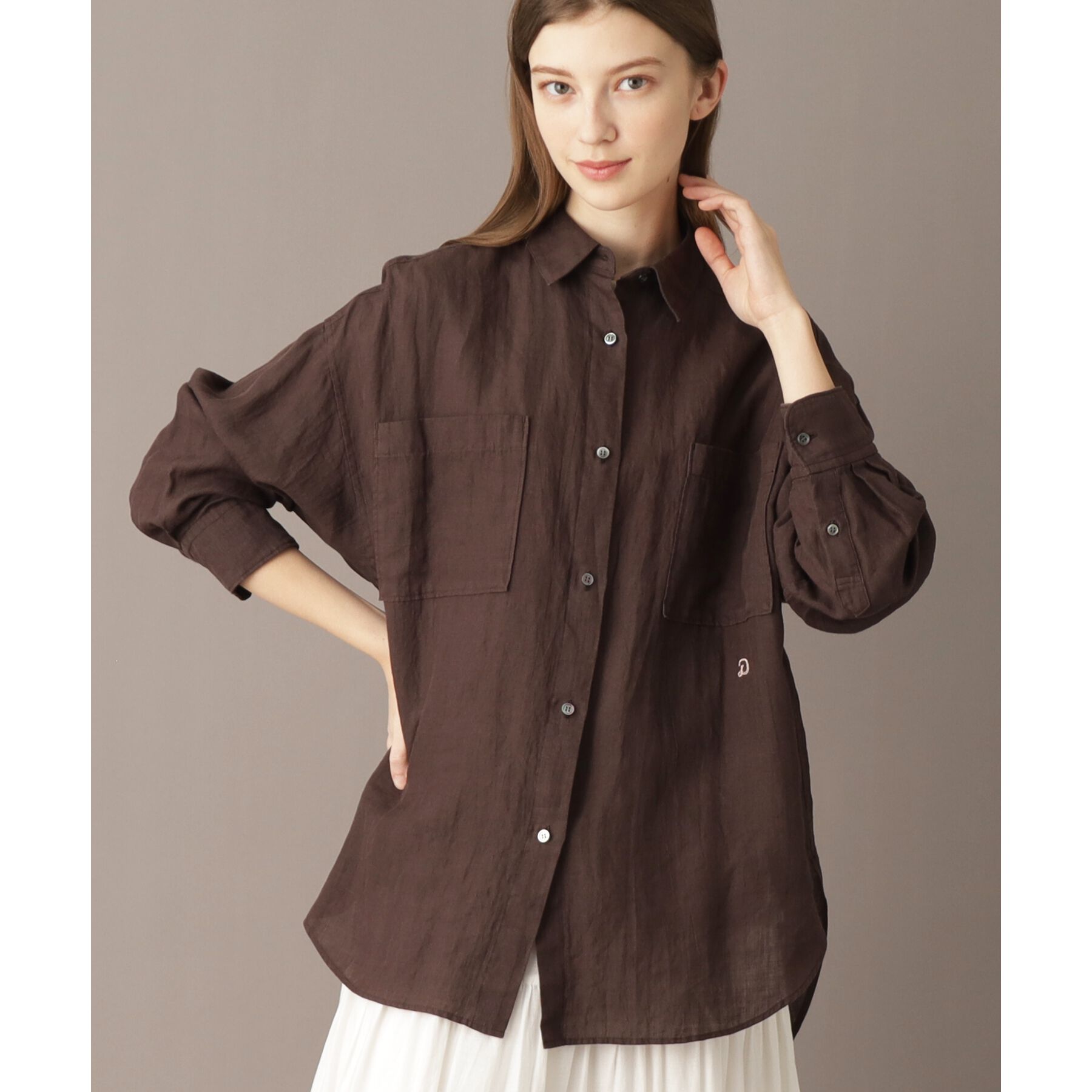 DRESSTERIOR「【人気定番/ラミー100％】ガーメントダイラミーシャツ」|シャツ・ブラウス|ブラウン(044)