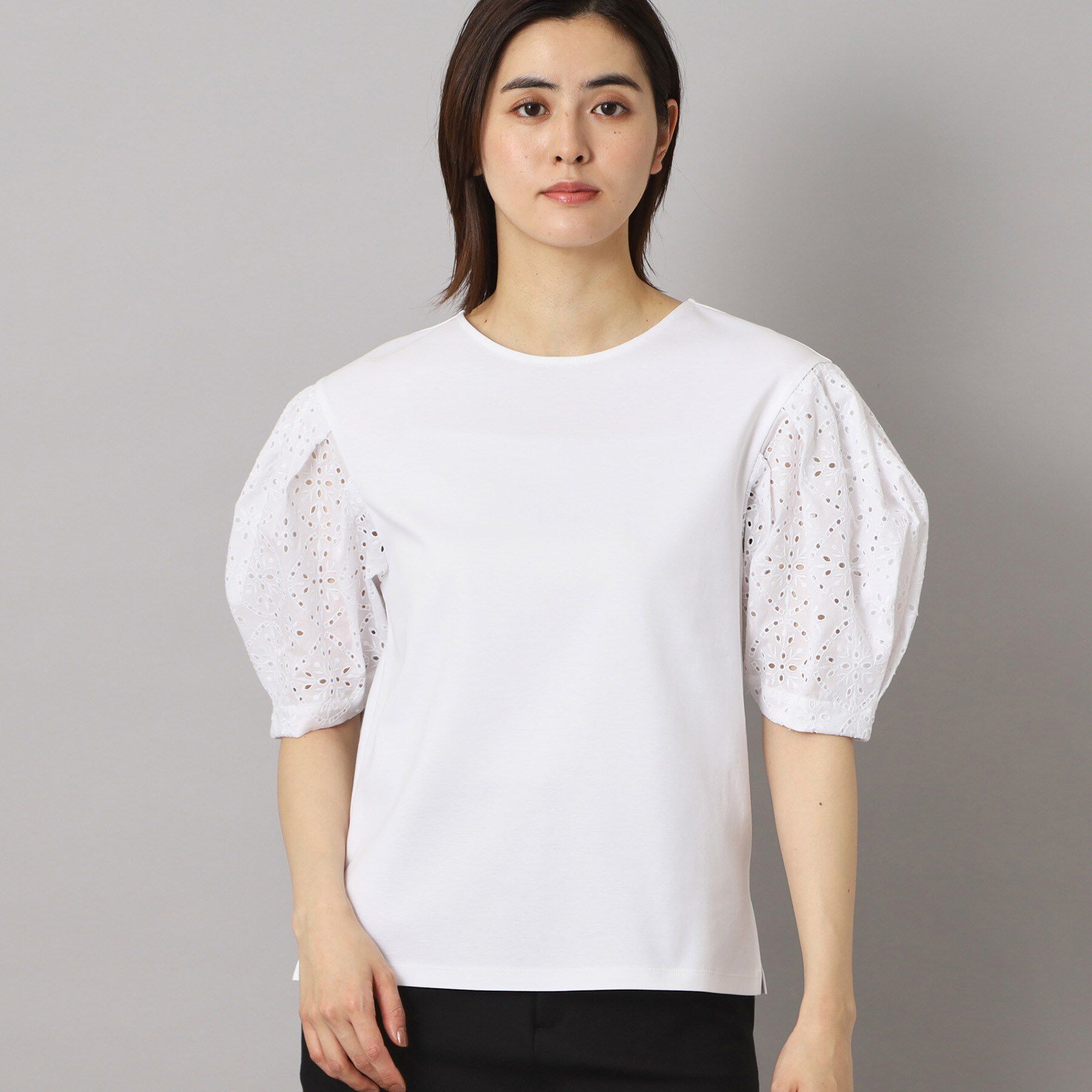 DRESSTERIOR「【接触冷感/UVカット】レーススリーブカットソー」|Tシャツ・カットソー|