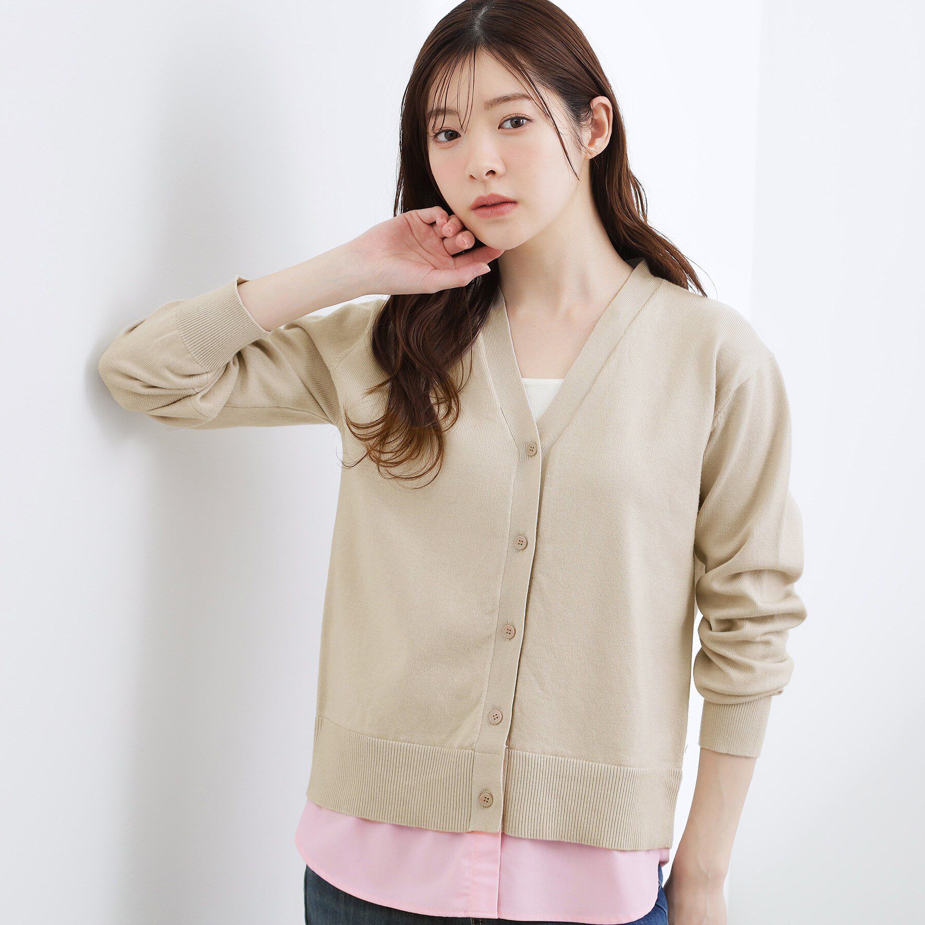 grove「シャツドッキング ニットカーディガン」|カーディガン|