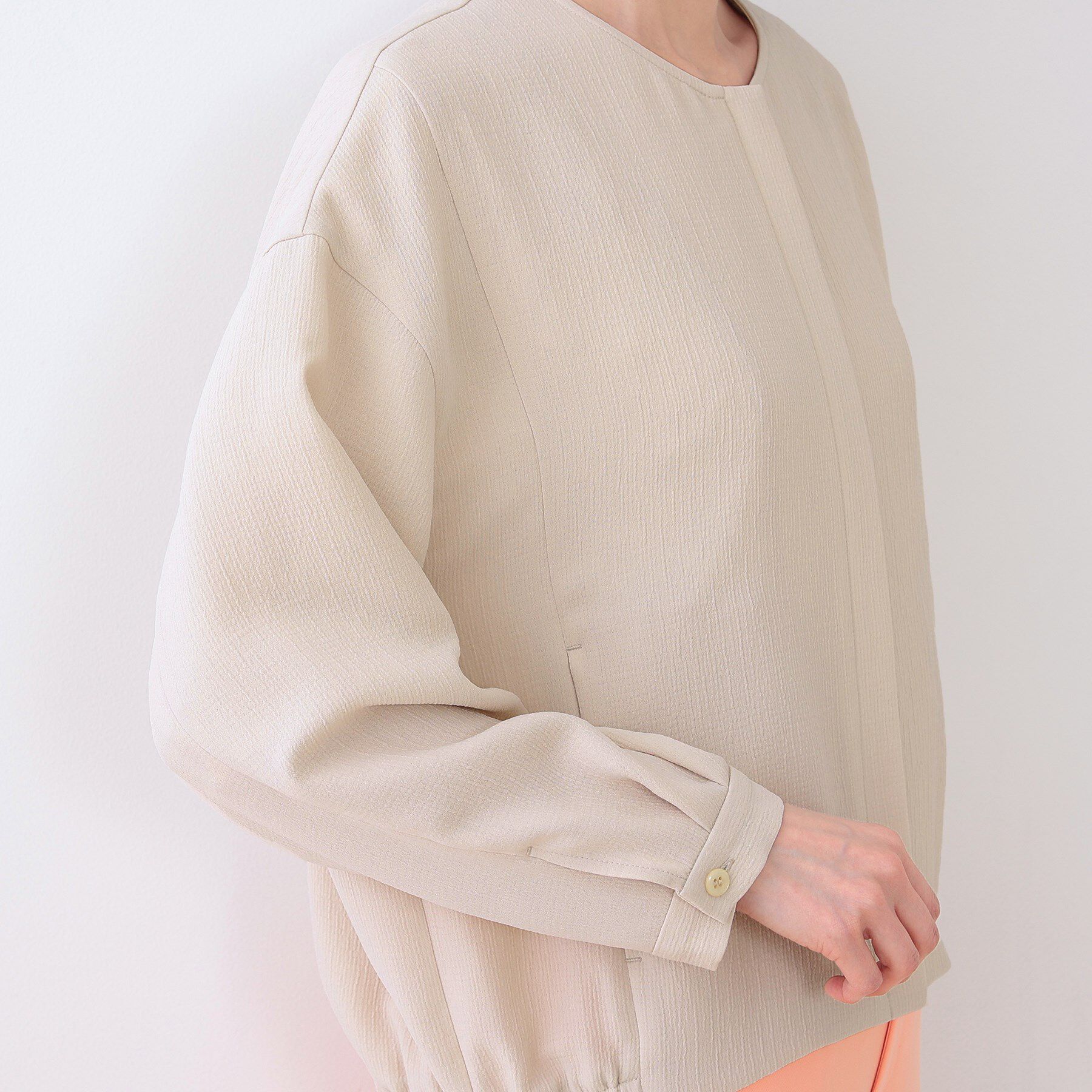 INDIVI「【洗える】凹凸素材シンプルブルゾン」|ブルゾン・スタジャン|