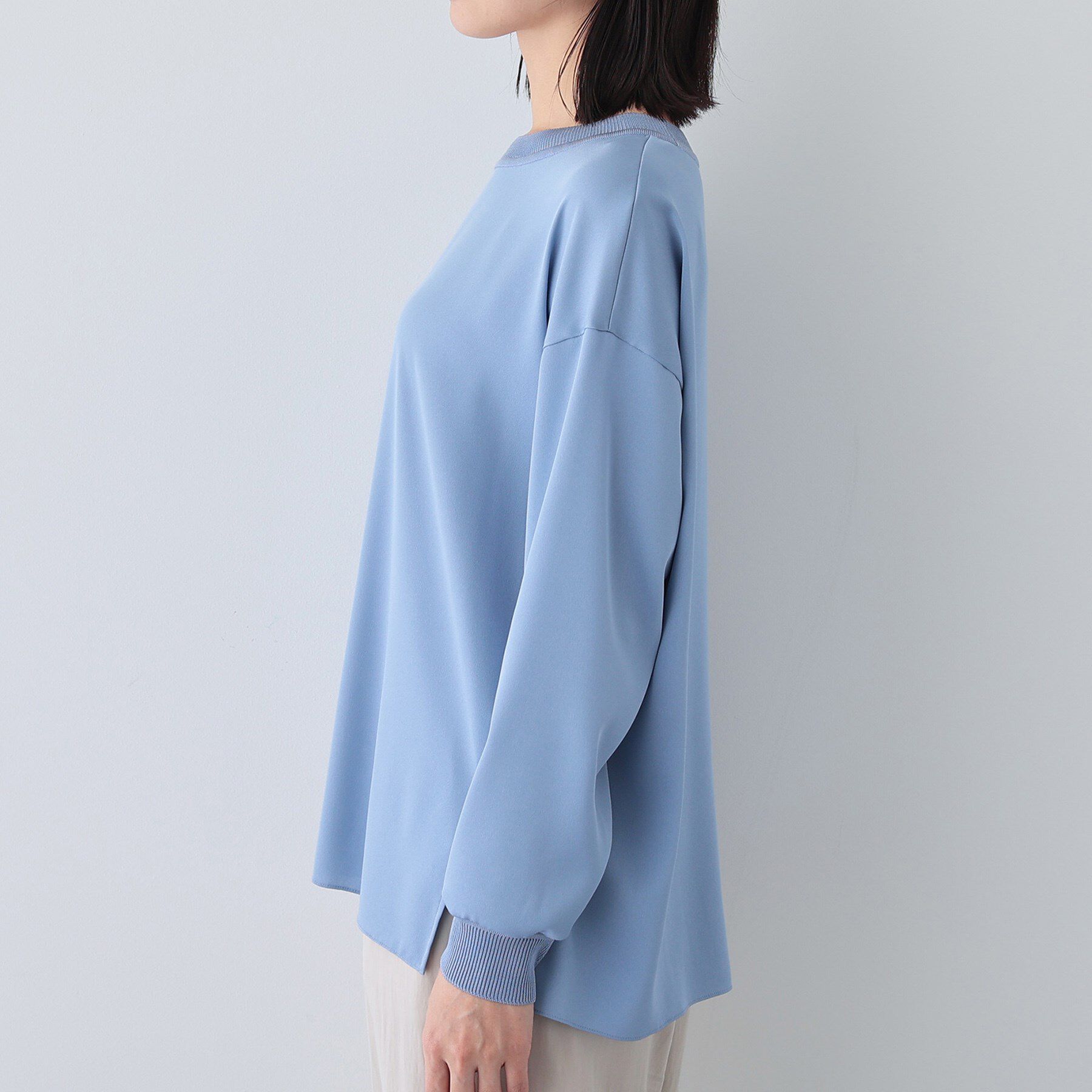 INDIVI「【洗える】異素材ドッキングトップス」|Tシャツ・カットソー|