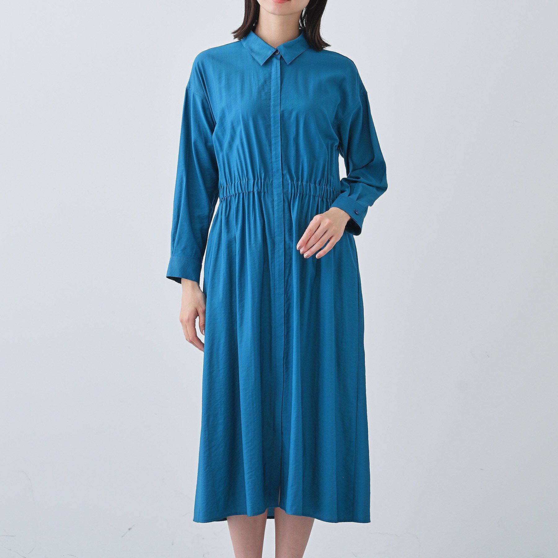 INDIVI「【洗える／2WAY】ワッシャー素材シャツ羽織りワンピース」|ワンピース|