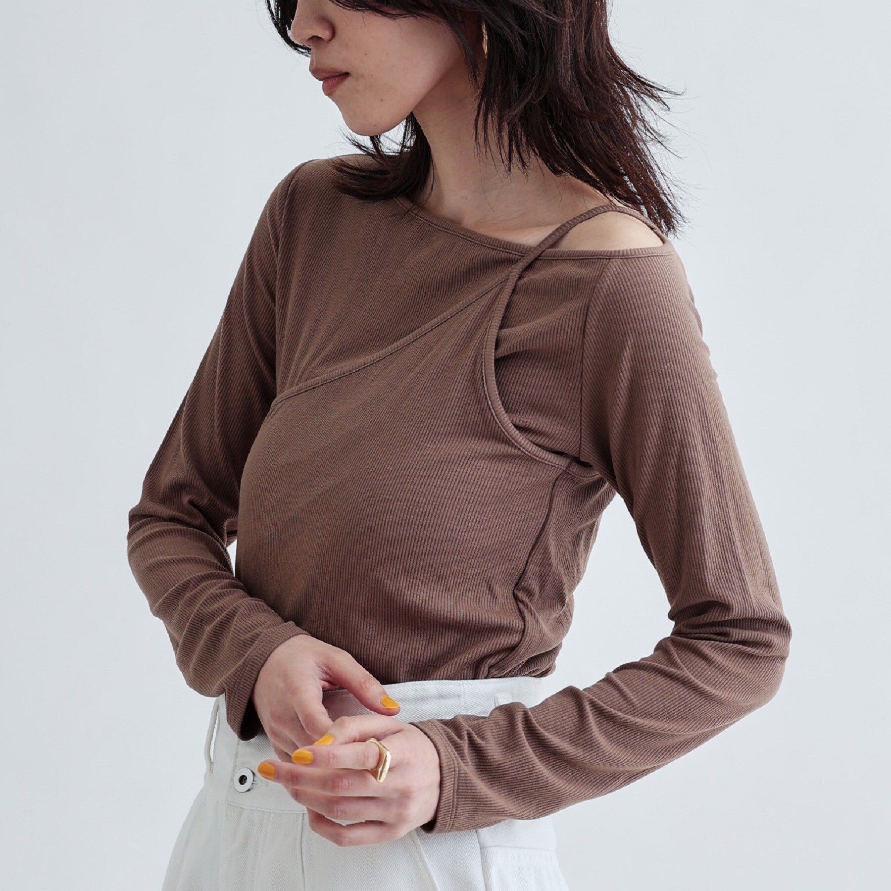 GALLEST「イレギュラーカットソー」|Tシャツ・カットソー|モカブラウン(042