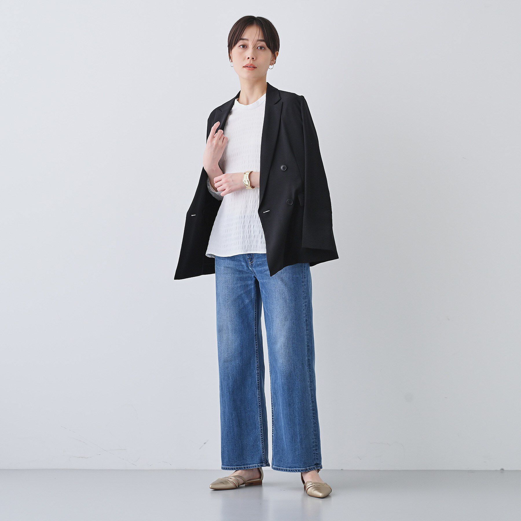 INDIVI「【洗える】シャーリング風ラグランスリーブブラウス」|シャツ・ブラウス|