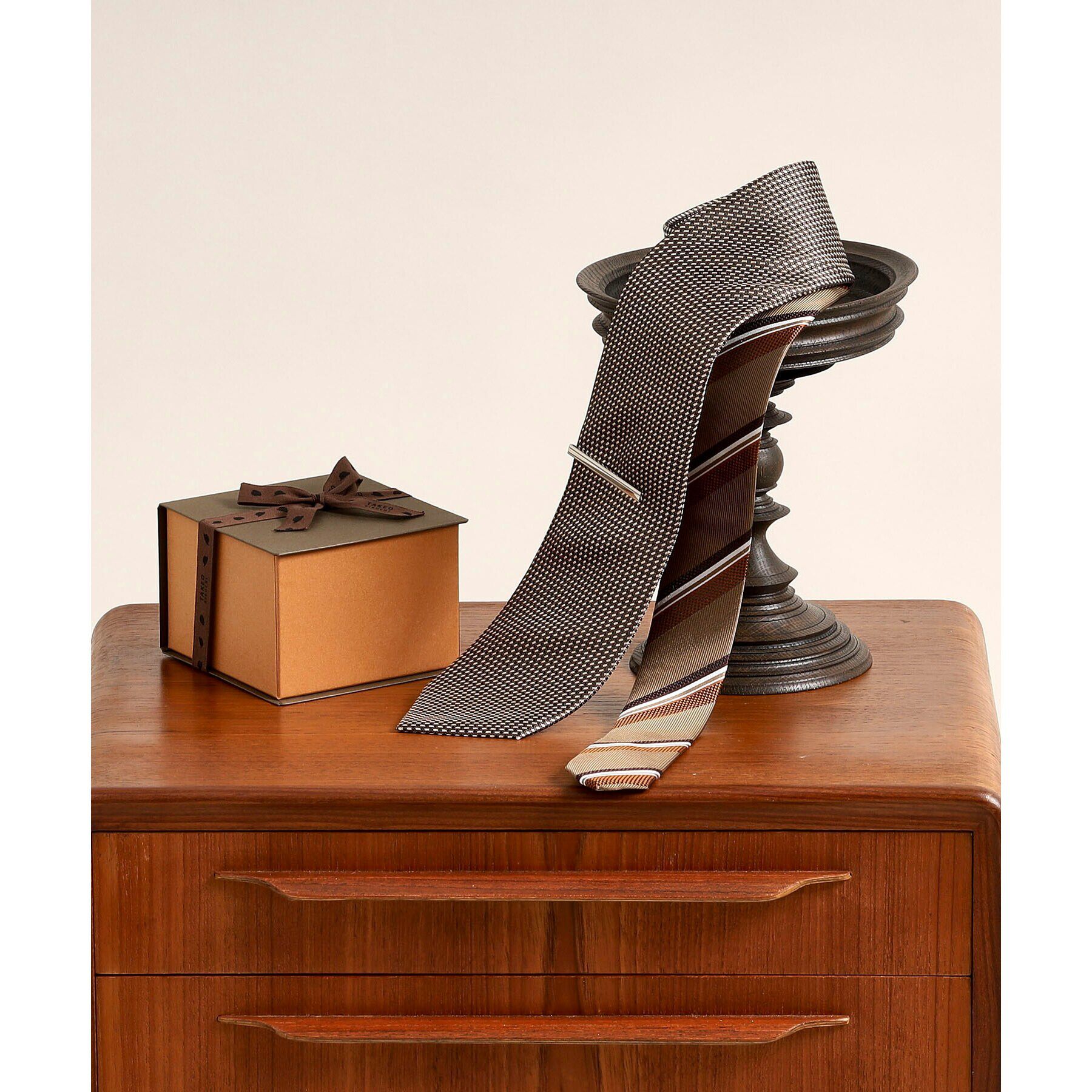 TAKEO KIKUCHI「ムジネクタイ&タイバー カラーBOXセット」|ネクタイ・蝶ネクタイ|タバコブラウン(05