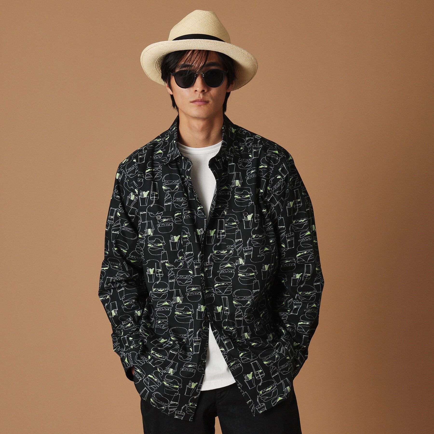 40CARATS&525「ハンバーガープリント シャツ」|シャツ・ブラウス|ブラック(119)