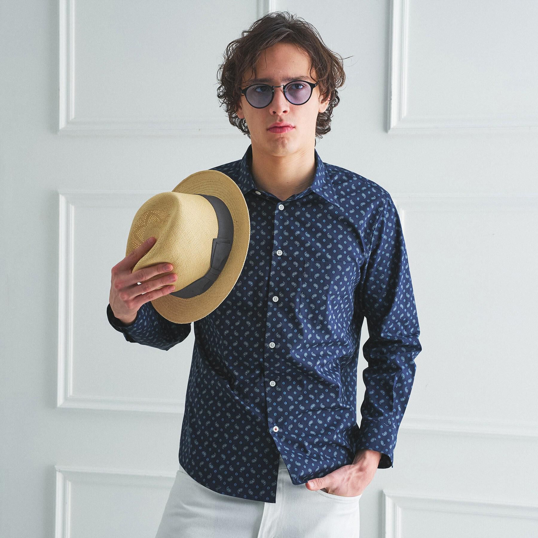 TAKEO KIKUCHI「【BOWLER HAT LABEL】小紋ペイズリープリント 長袖シャツ」|シャツ・ブラウス|ブルー(193)