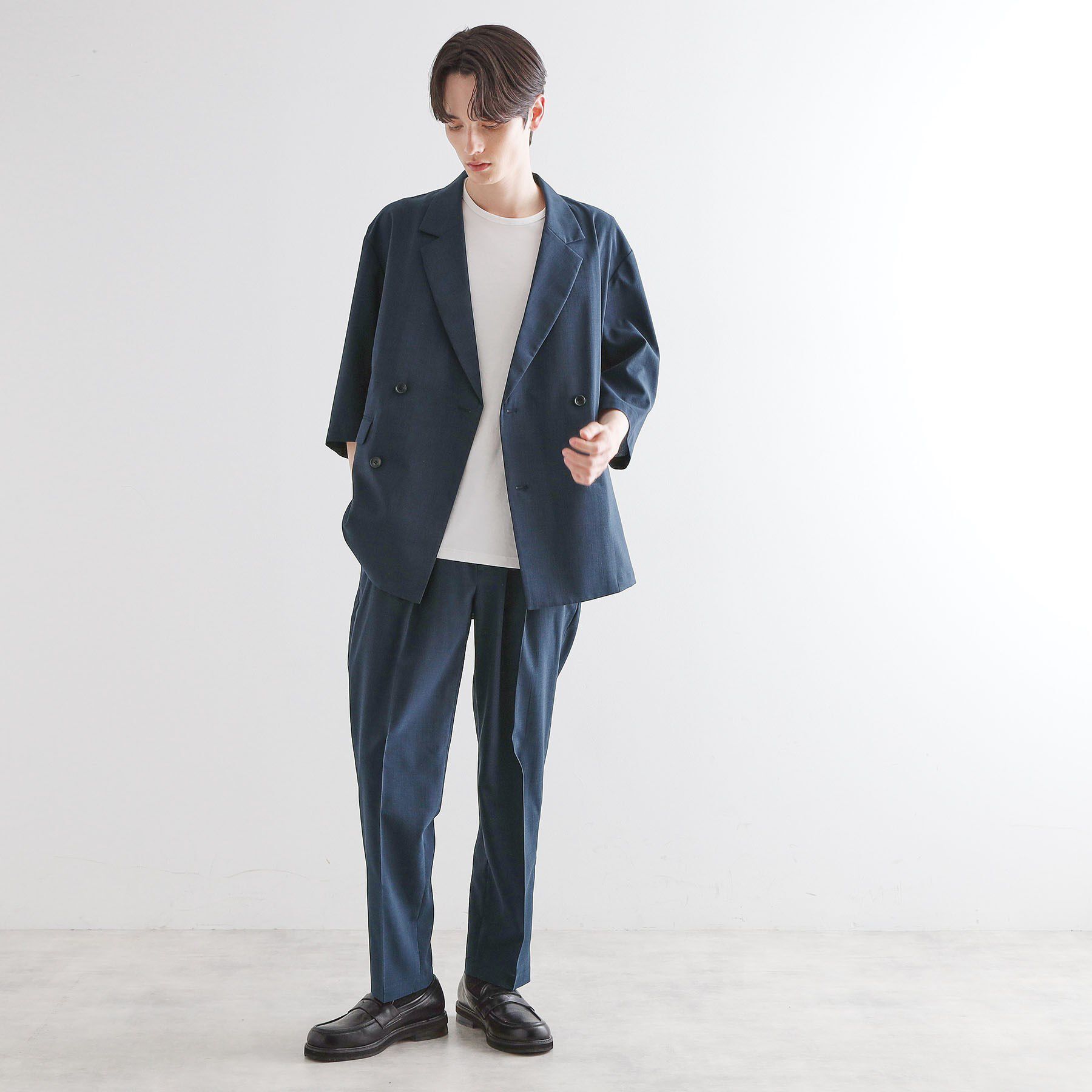 tk.TAKEO KIKUCHI「【セットアップ 2点セット】ダブルテーラード半袖ジャケット＋スラックス」|スーツ|