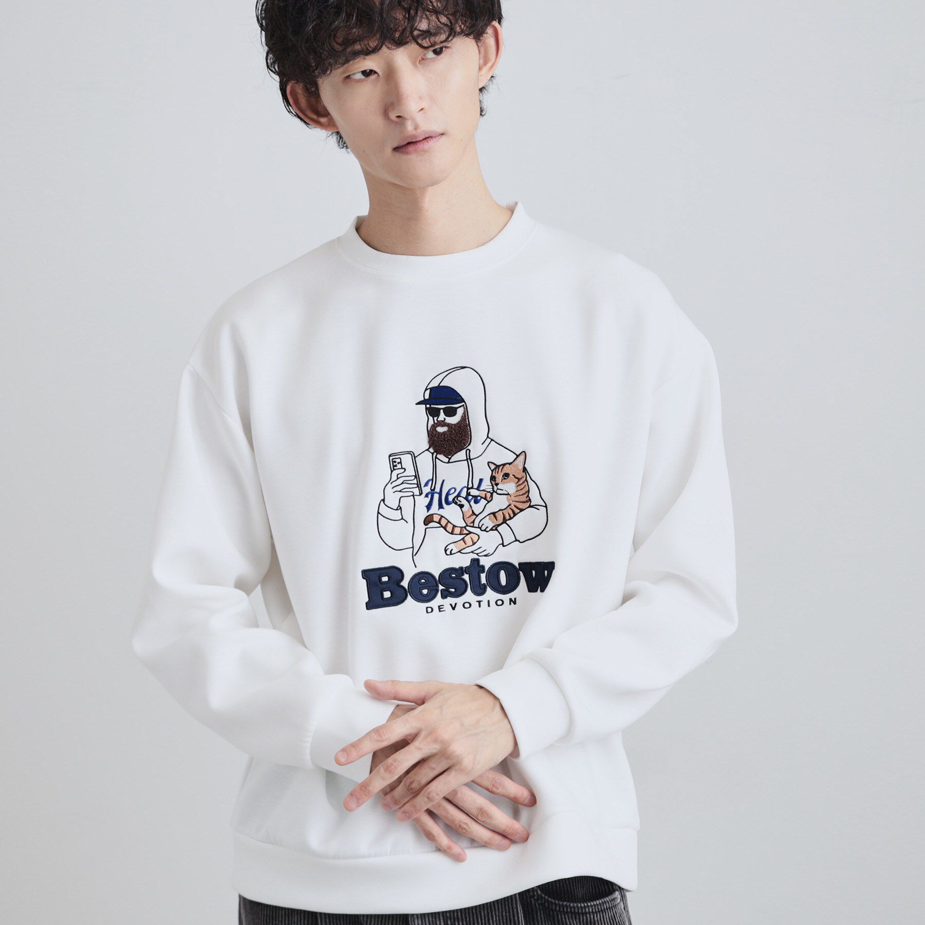 tk.TAKEO KIKUCHI「ヒゲサガラスウェット」|パーカー|ホワイト(001)