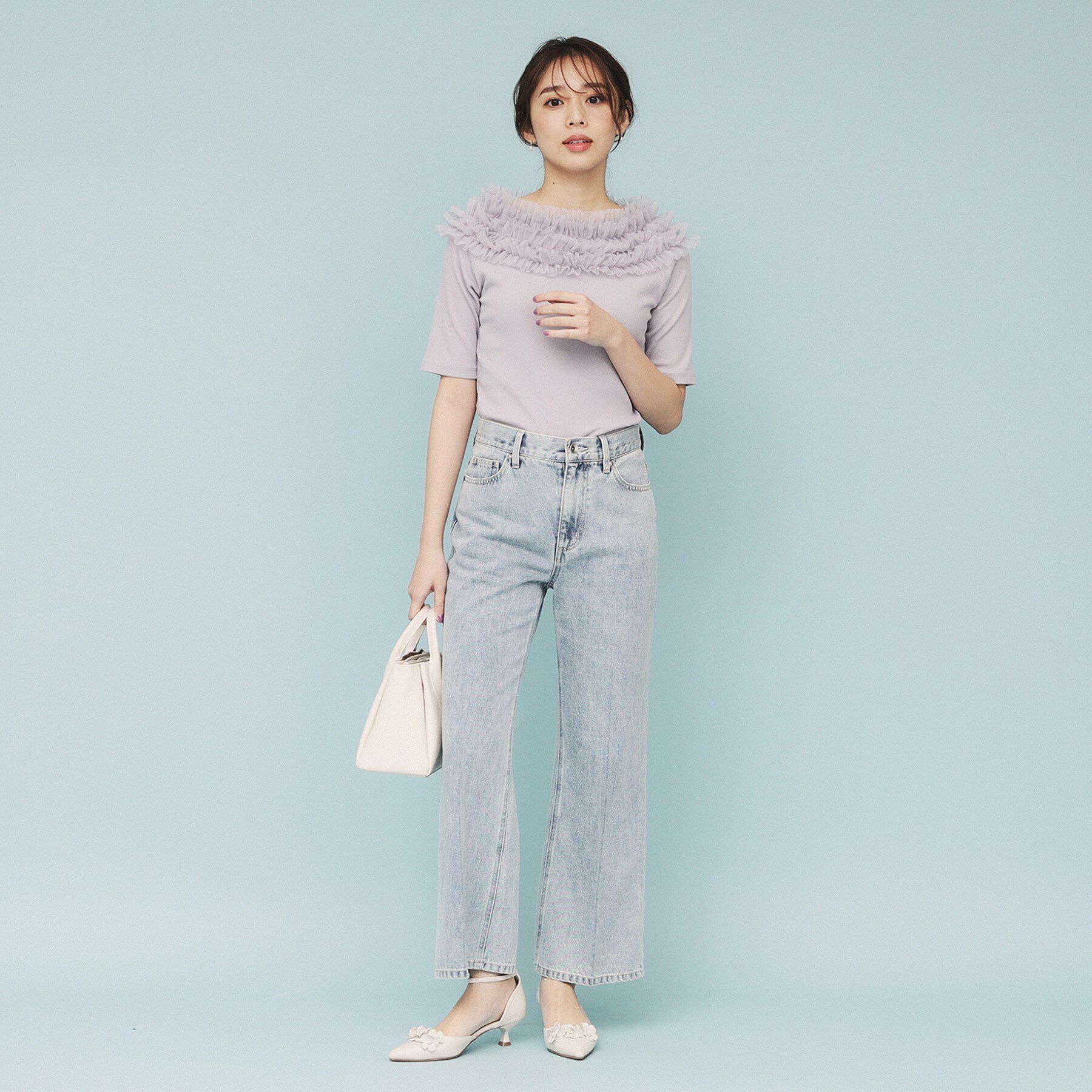 index「《美人百花掲載》チュールフリルリブトップス【洗濯機洗い可】」|Tシャツ・カットソー|