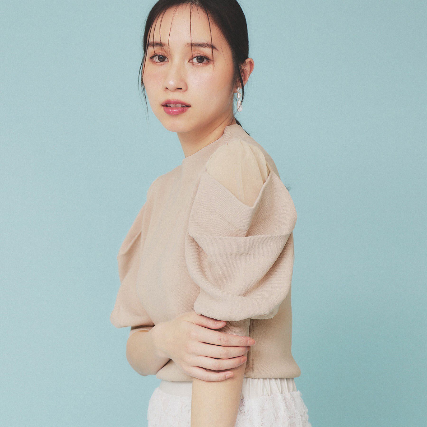 index「シアーレイヤードスリーブニット【洗濯機洗い可】」|ニット・セーター|グレージュ(050)