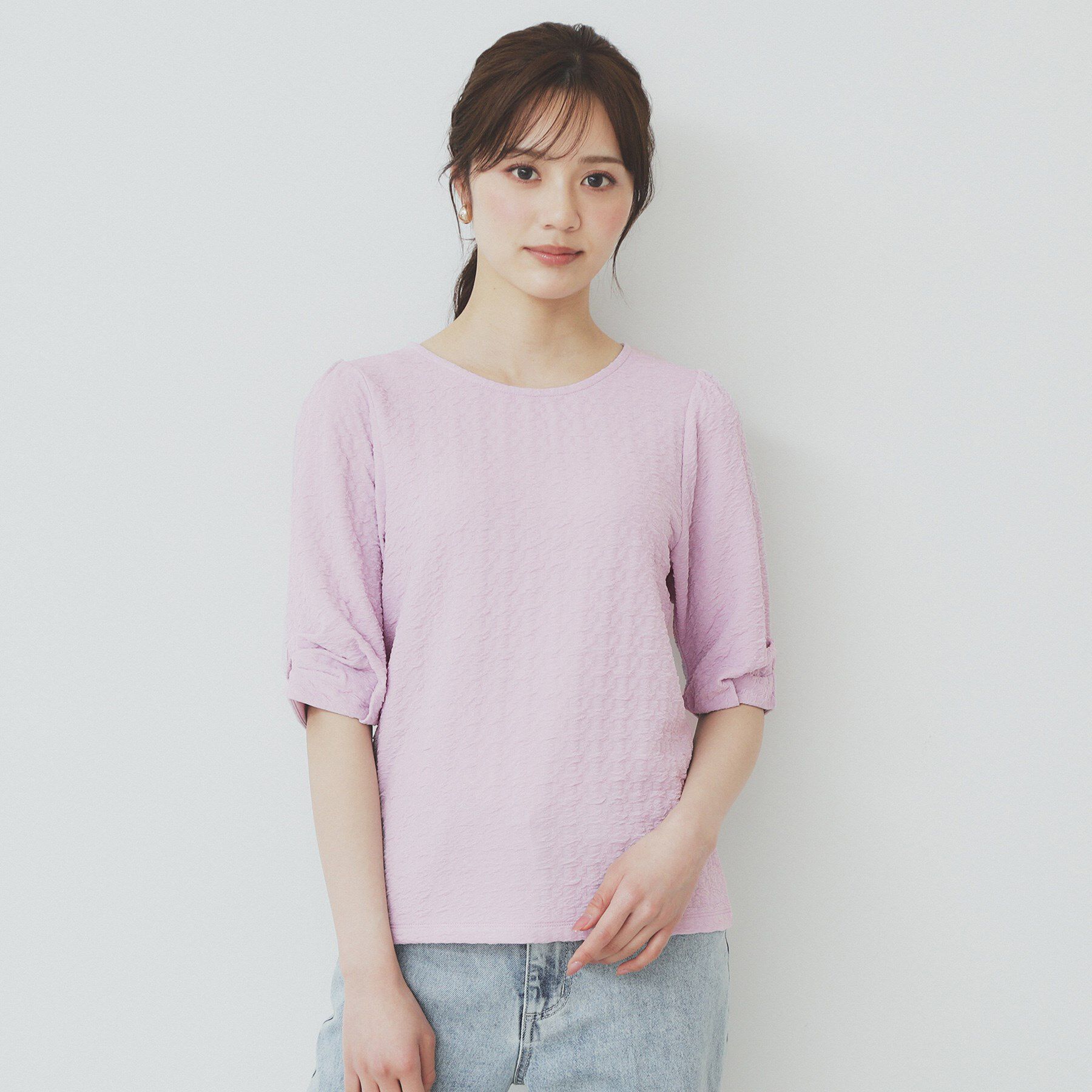 index「シボジャカードタックギャザートップス【洗濯機洗い可】」|Tシャツ・カットソー|