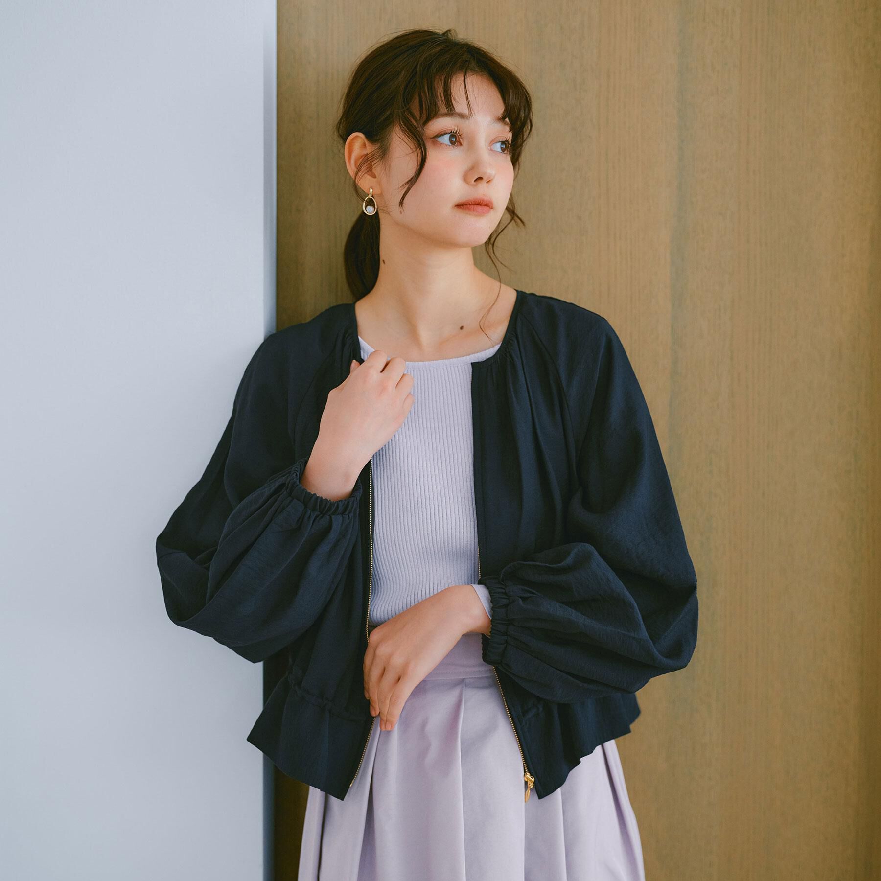 index「ノーカラーペプラムブルゾン【洗濯機洗い可】」|ブルゾン・スタジャン|