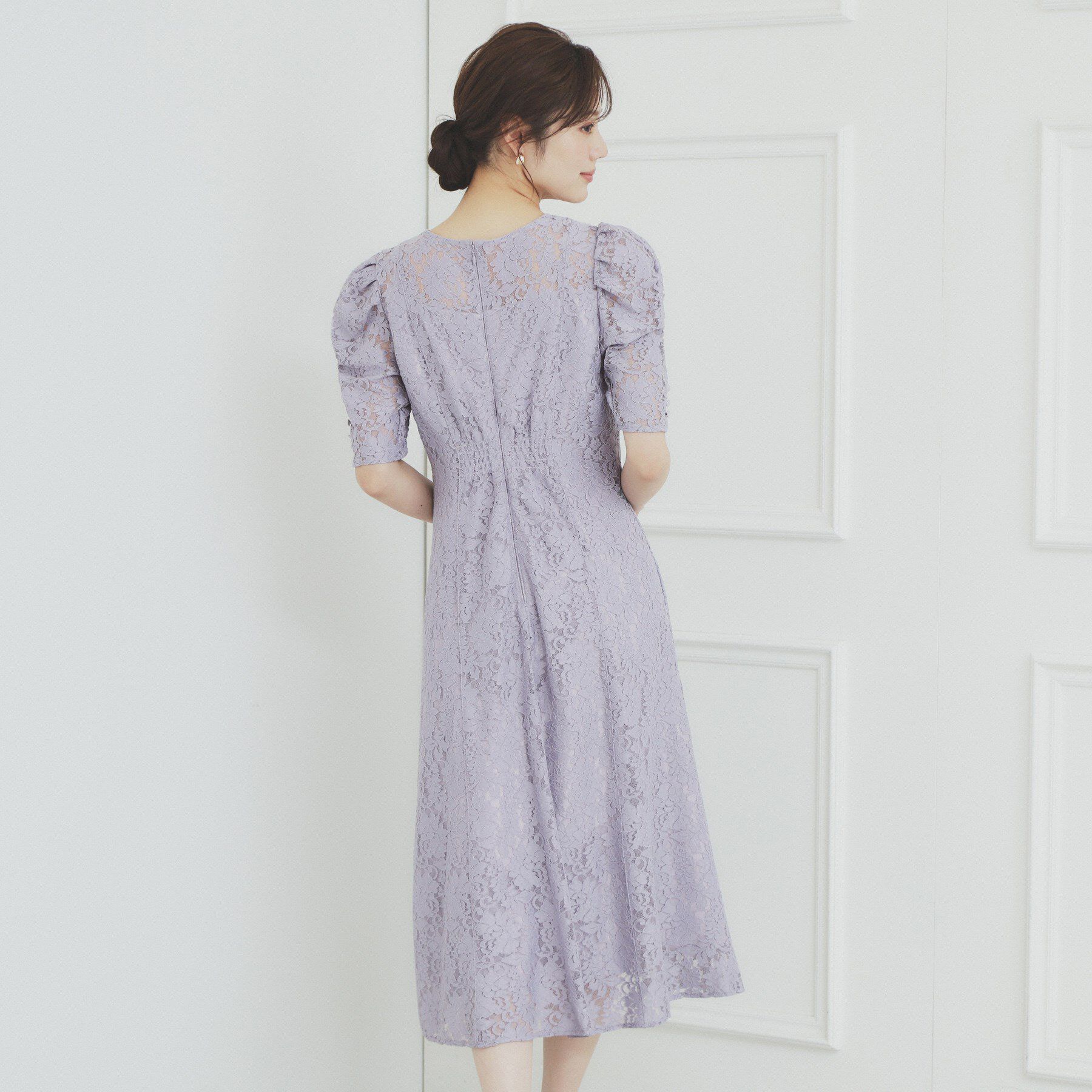 index「総レースギャザースリーブワンピース【洗濯機洗い可】」|ワンピース|
