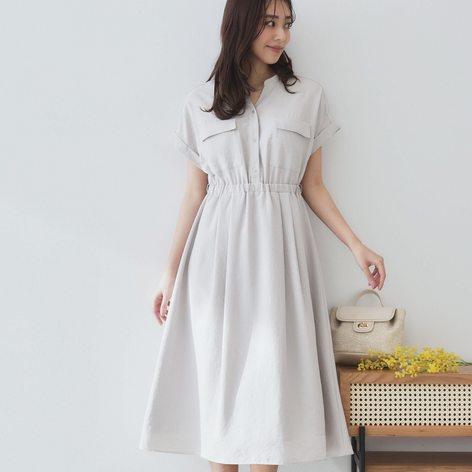 index「《7色展開/XS-LLサイズ》ダブルポケットスキッパーシャツワンピース【吸水速乾/防シワ/イージーア」|ワンピース|