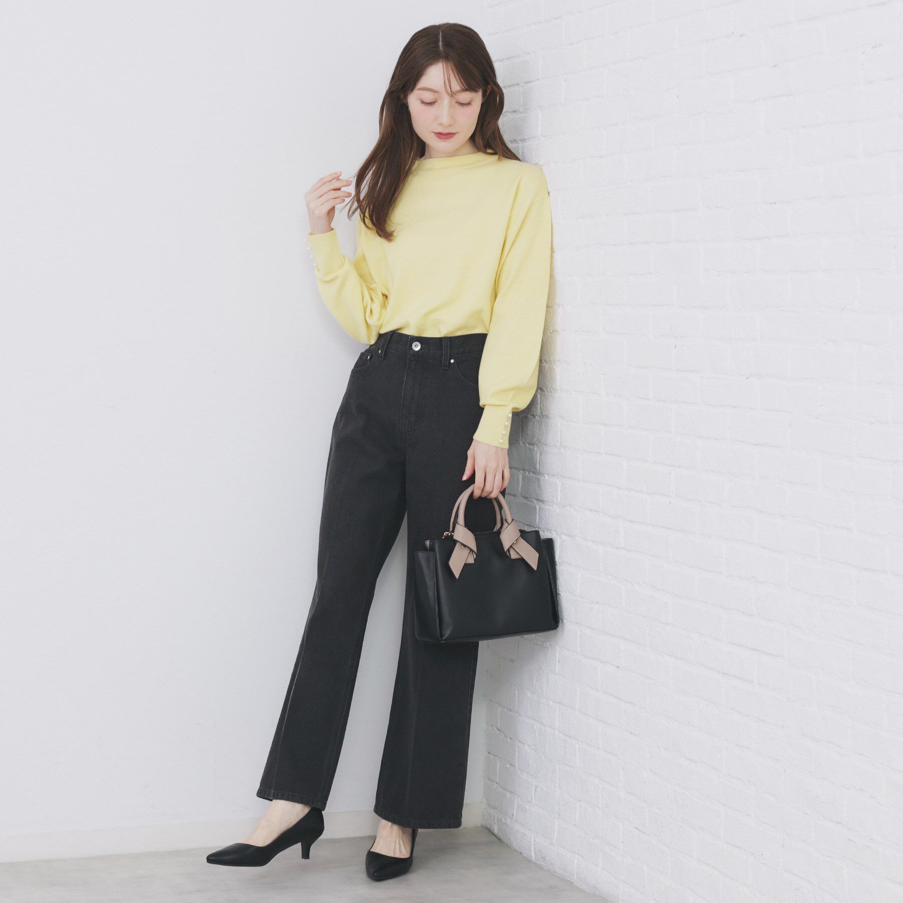 index「ふんわりボトルネックパフスリーブニット【洗濯機OK】」|ニット・セーター|