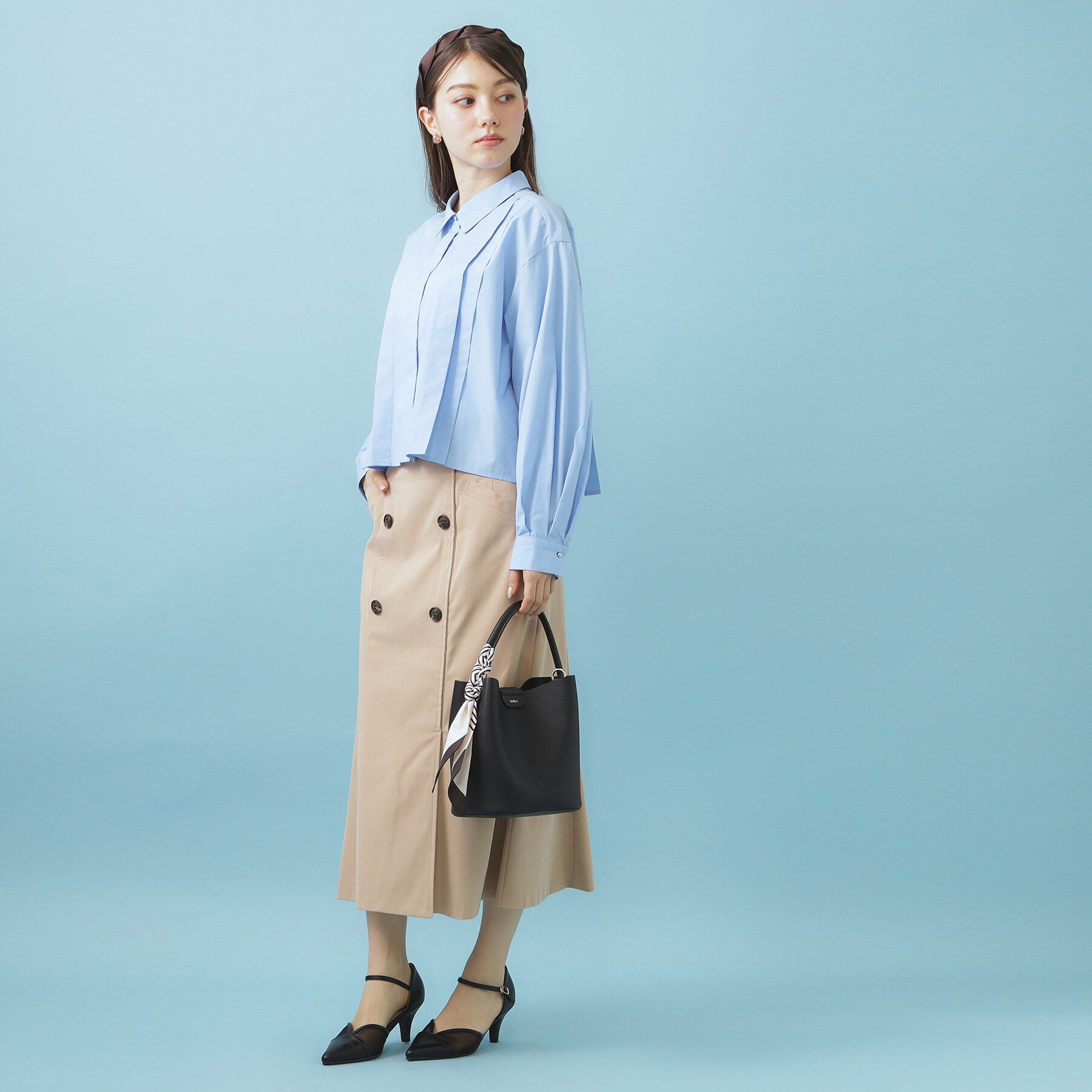 index「ブロード短丈タックシャツ【洗濯機OK】《5col》」|シャツ・ブラウス|