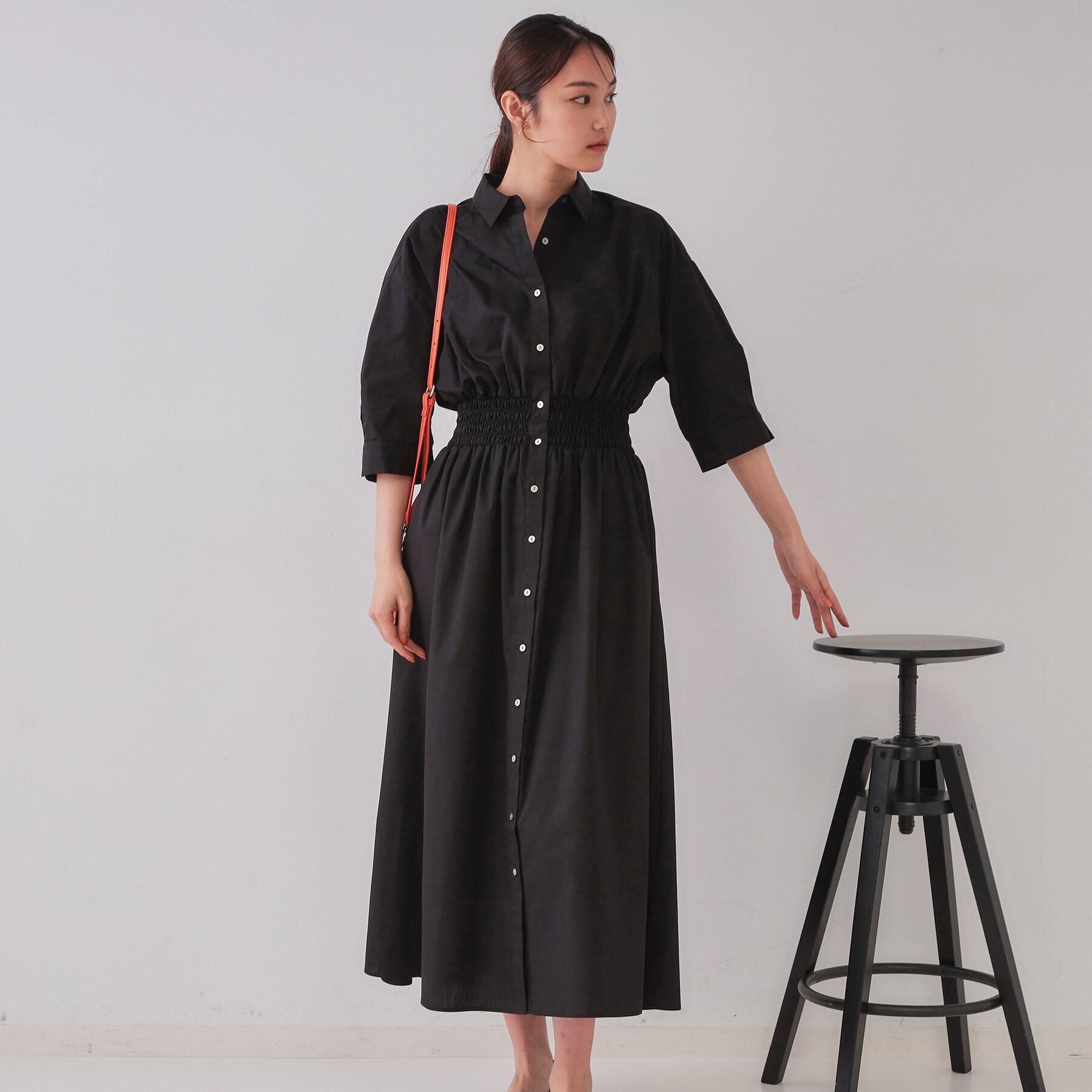 OPAQUE.CLIP「《5色展開》フィット＆フレアシャツワンピース【洗濯機洗い可】」|ワンピース|