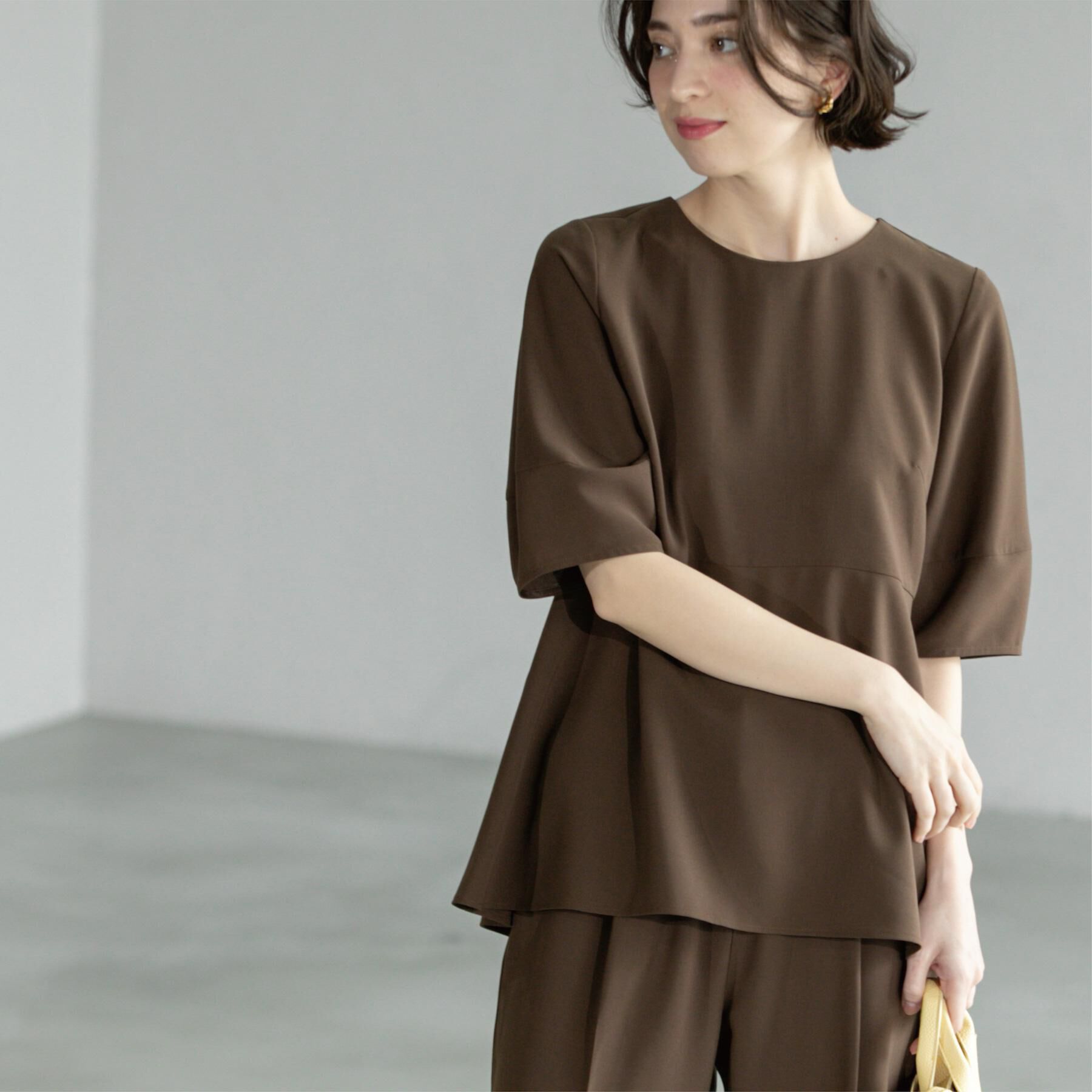 OPAQUE.CLIP「《6色展開》ストレッチペプラムブラウス/セットアップ対応【洗濯機洗い可/防シワ】」|シャツ・ブラウス|