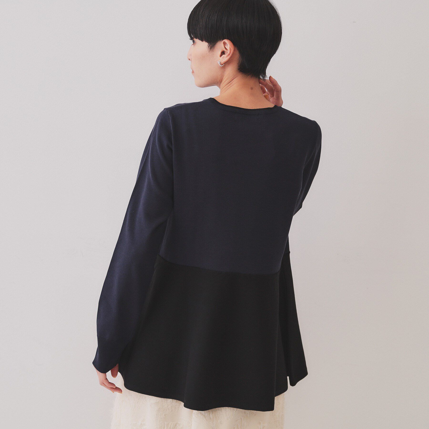 OPAQUE.CLIP「配色ペプラムニット【洗濯機洗い可／抗ピル】」|ニット・セーター|