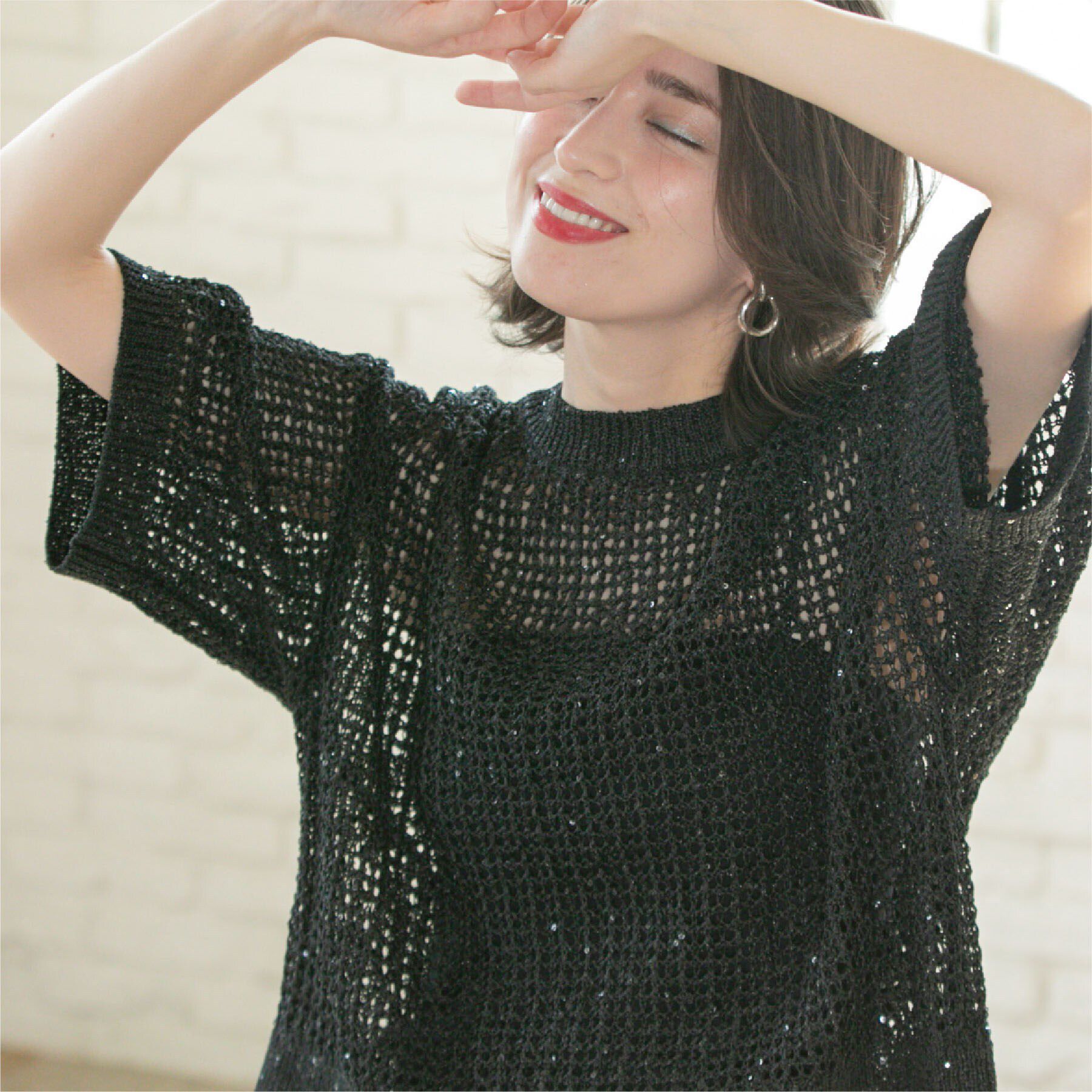 OPAQUE.CLIP「スパンコールメッシュニット」|ニット・セーター|