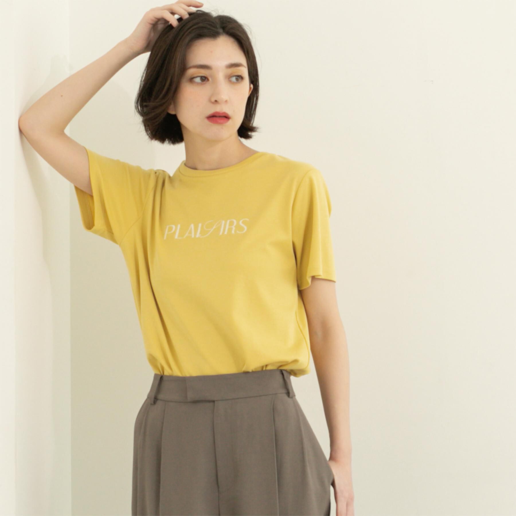 OPAQUE.CLIP「刺繍＆スパンコールロゴTシャツ【洗濯機洗い可】」|Tシャツ・カットソー|