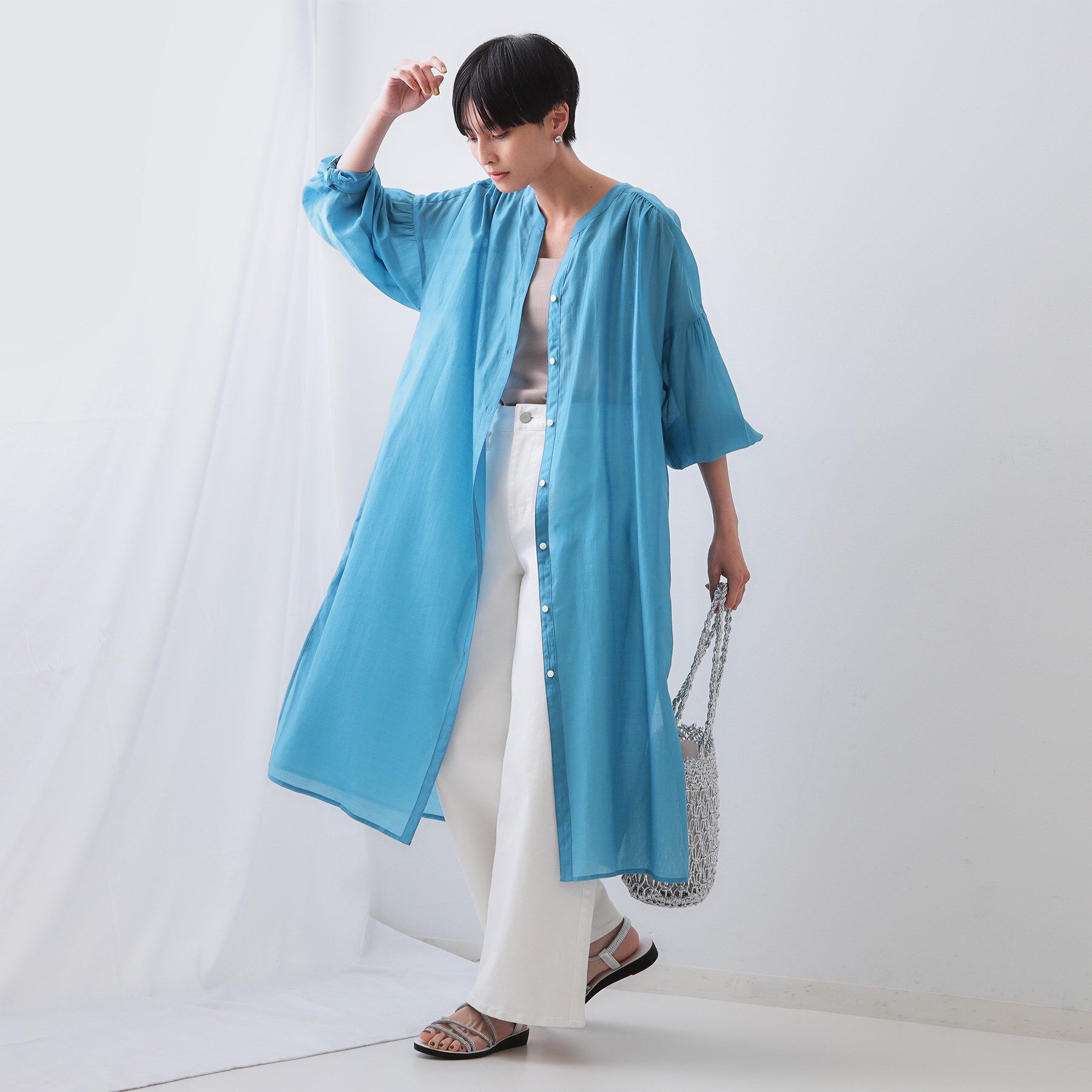 OPAQUE.CLIP「シアーシャツワンピース【洗濯機洗い可】」|ワンピース|