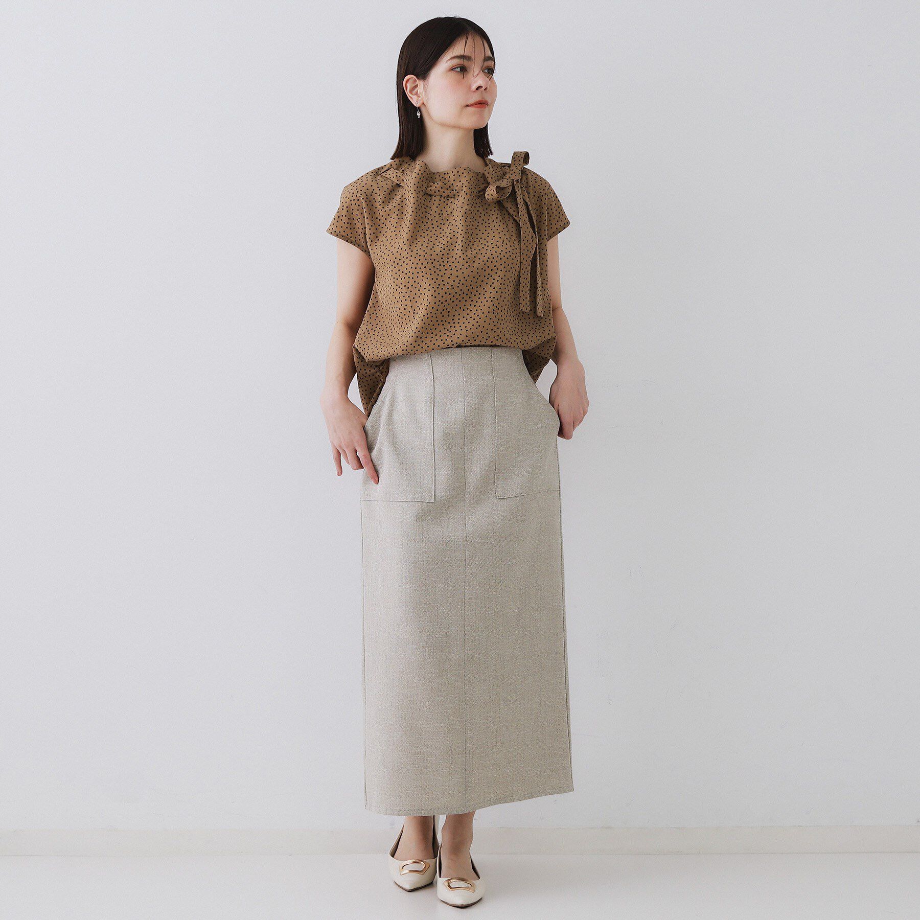 OPAQUE.CLIP「《美人百花掲載》ストレッチリネンライクタイトスカート【洗濯機洗い可】」|スカート|