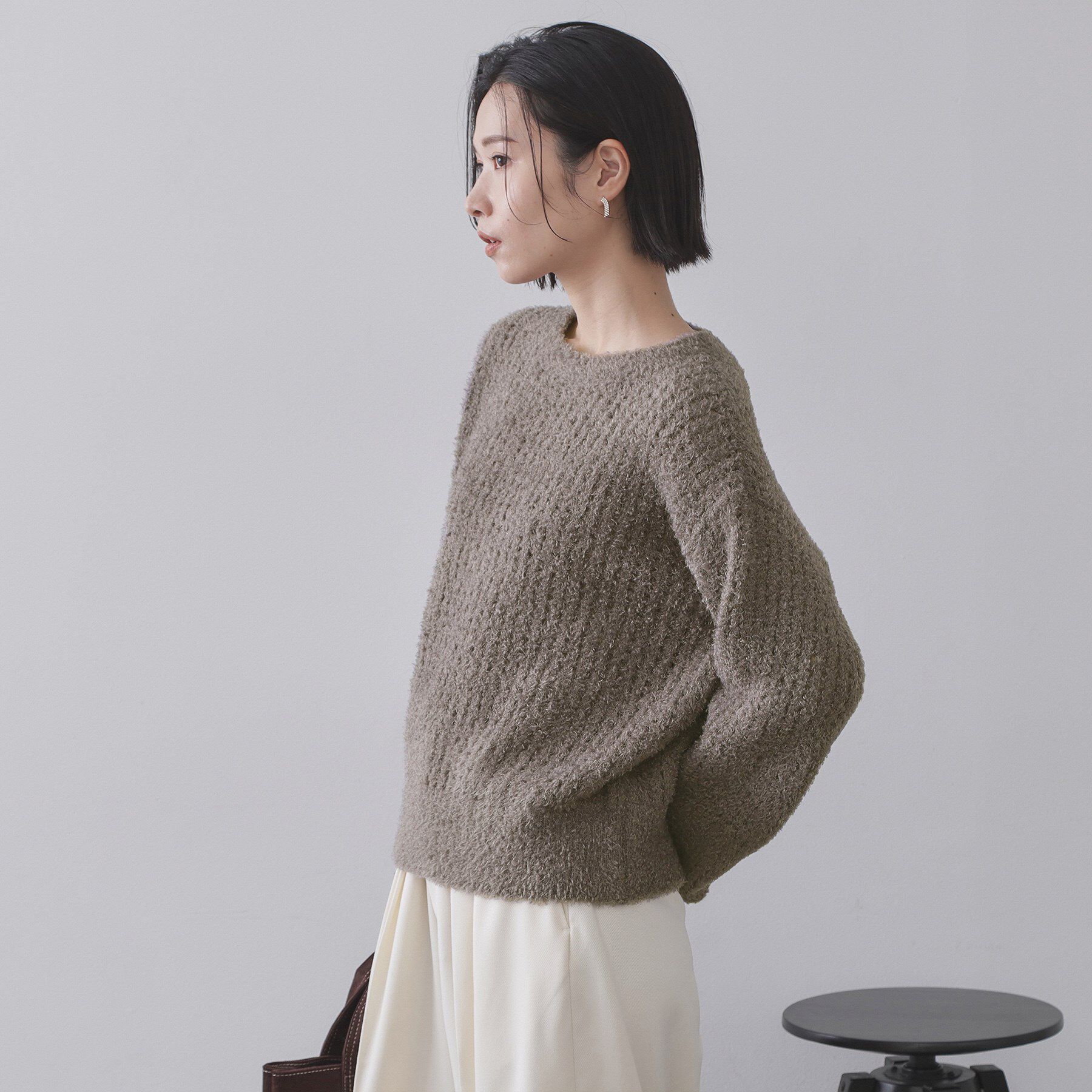 OPAQUE.CLIP「モールヤーンメッシュニット【洗濯機OK】」|ニット・セーター|