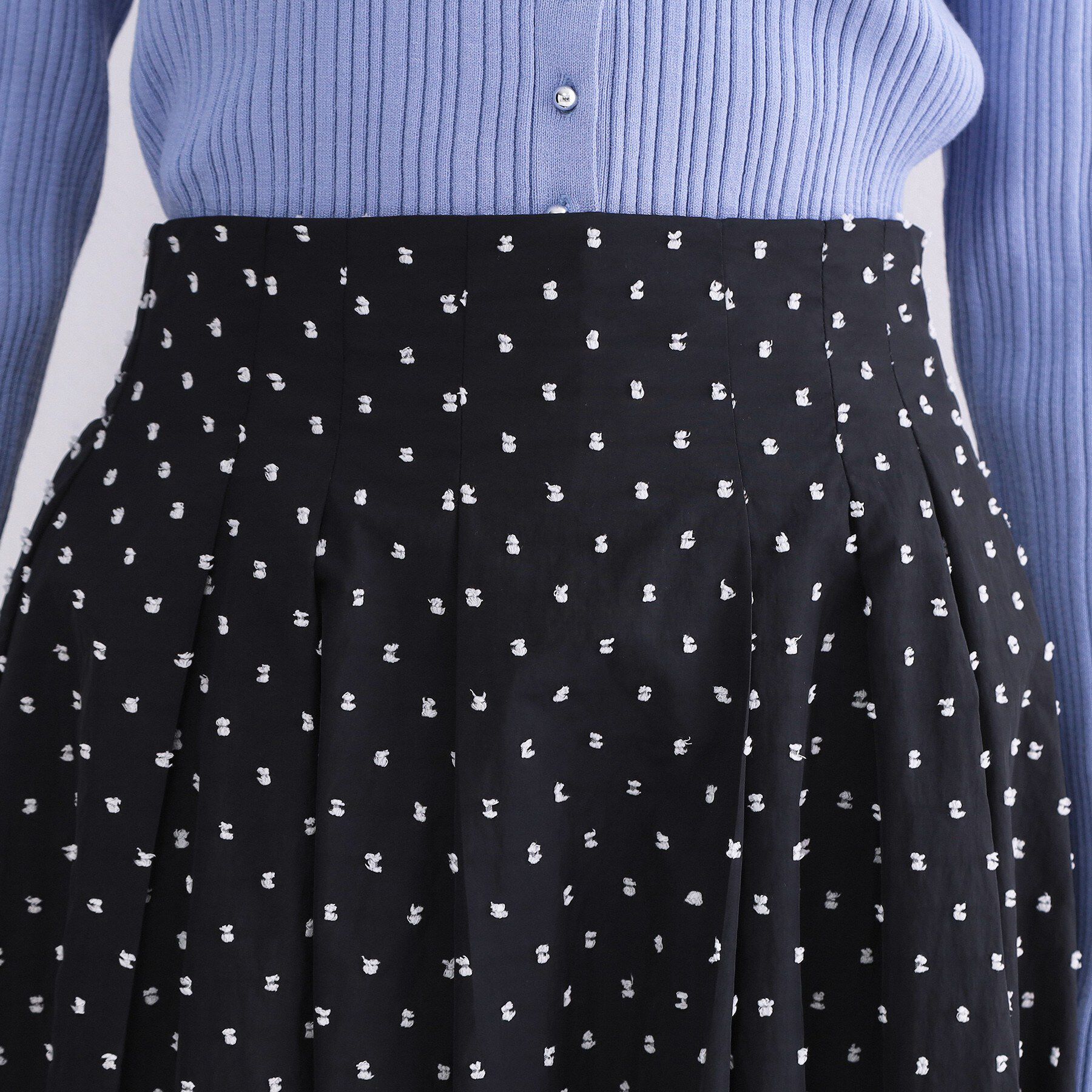 OPAQUE.CLIP「ドビードットタックフレアスカート【洗濯機OK】」|スカート|