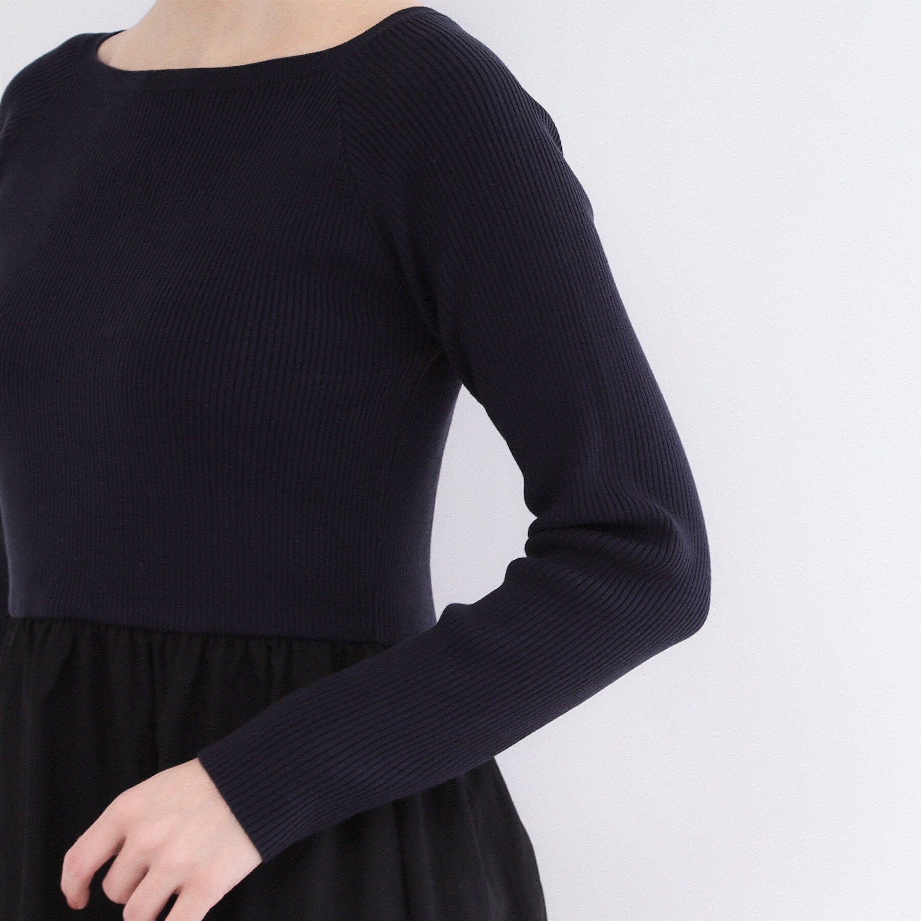 OPAQUE.CLIP「リブニットドッキングワンピース【洗濯機OK】」|ワンピース|