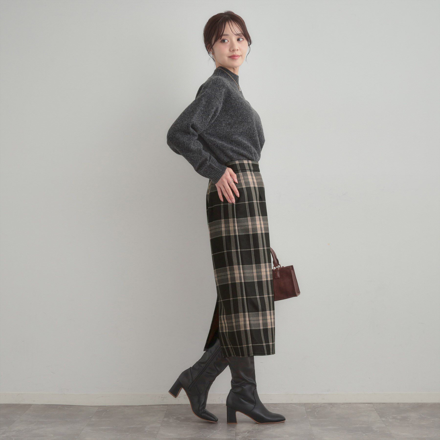 Couture broach「【洗える/微起毛】Iライン チェックスカート」|スカート|