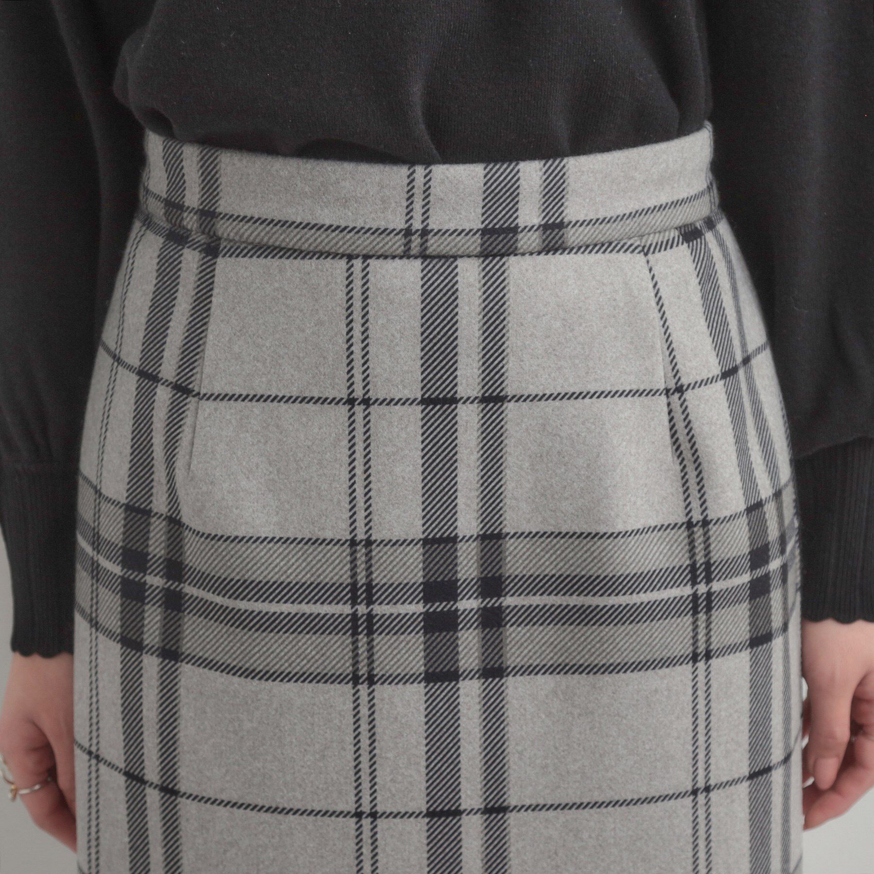 Couture broach「【洗える/微起毛】Iライン チェックスカート」|スカート|
