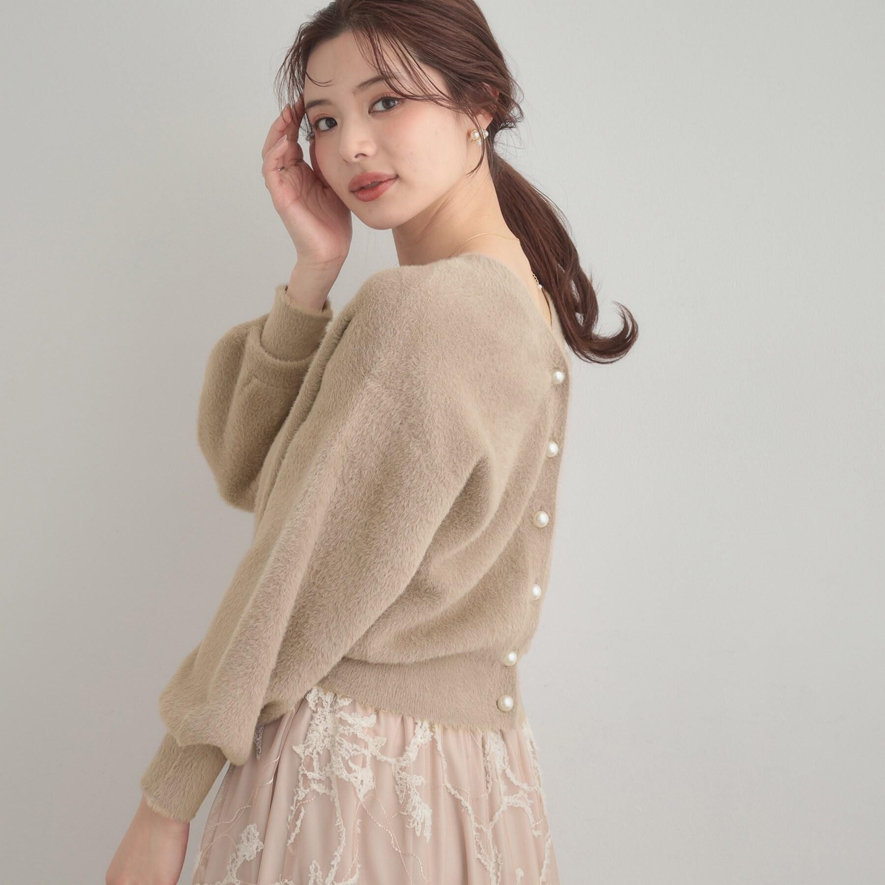 Couture broach「【前後2WAY】Springフェザーカーデトップス」|カーディガン|