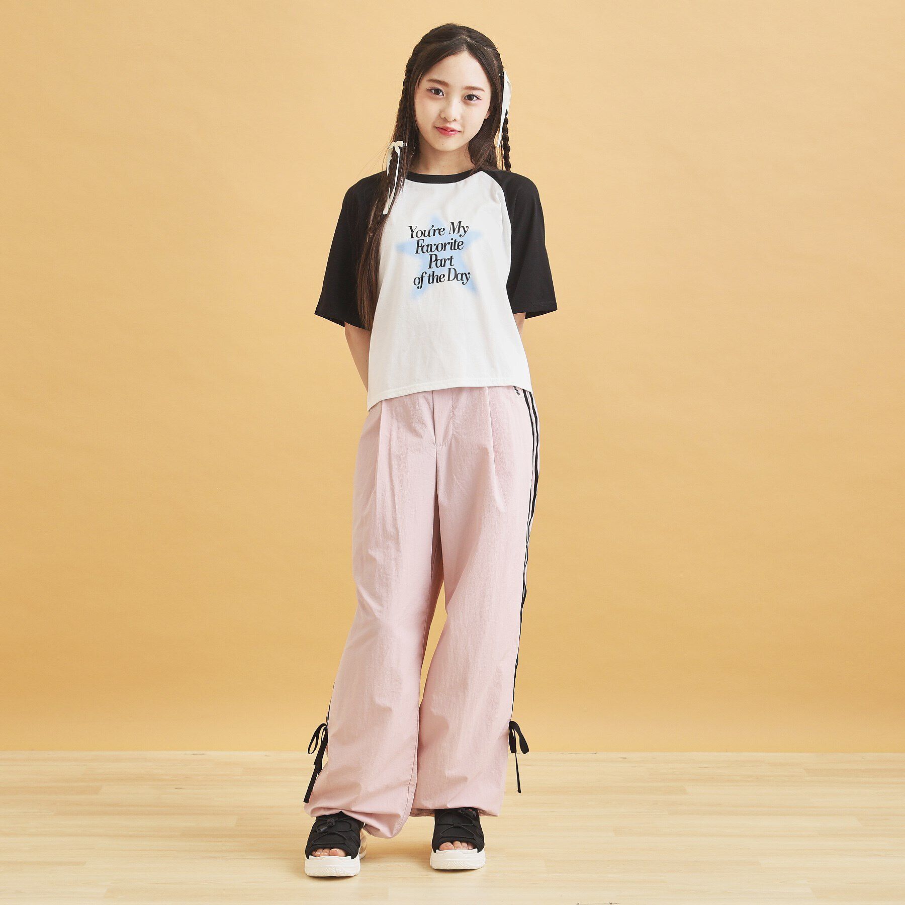 PINK-latte「◆スプレー星ラグランTシャツ」|Tシャツ・カットソー|