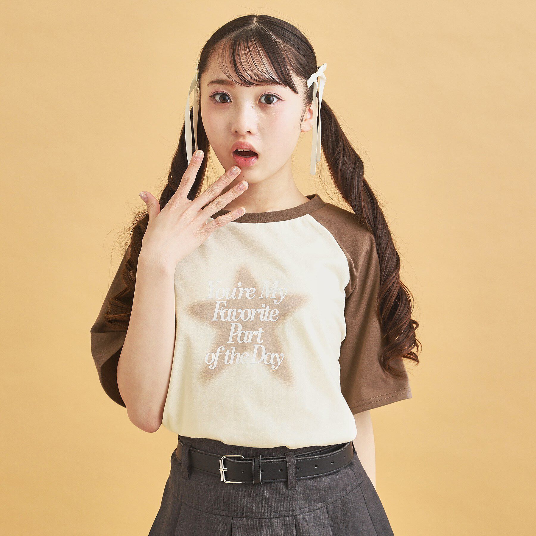 PINK-latte「◆スプレー星ラグランTシャツ」|Tシャツ・カットソー|