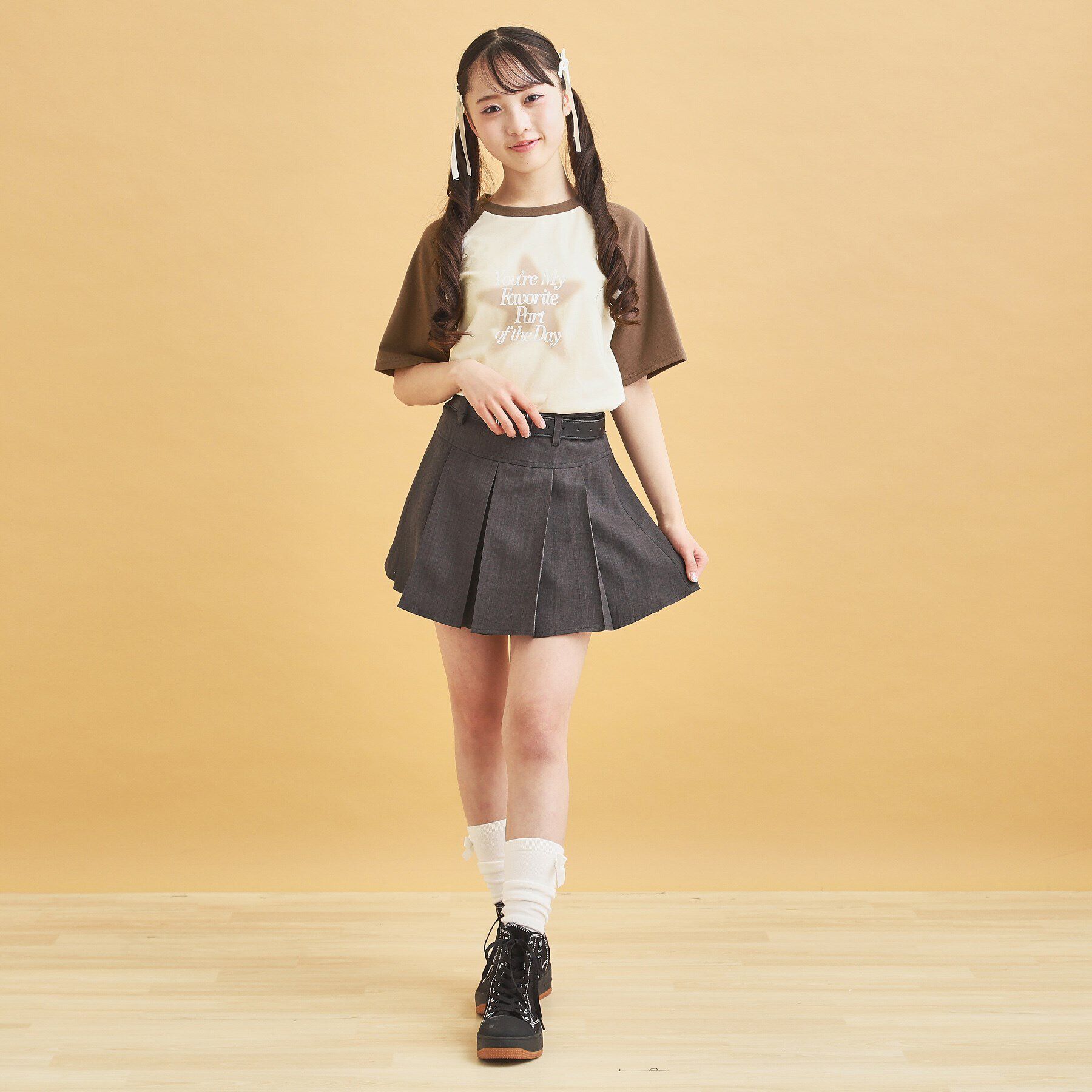 PINK-latte「◆スプレー星ラグランTシャツ」|Tシャツ・カットソー|