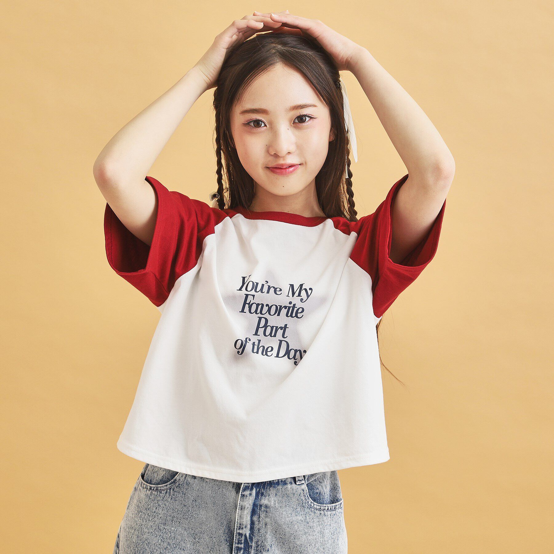 PINK-latte「◆スプレー星ラグランTシャツ」|Tシャツ・カットソー|レッド(263)