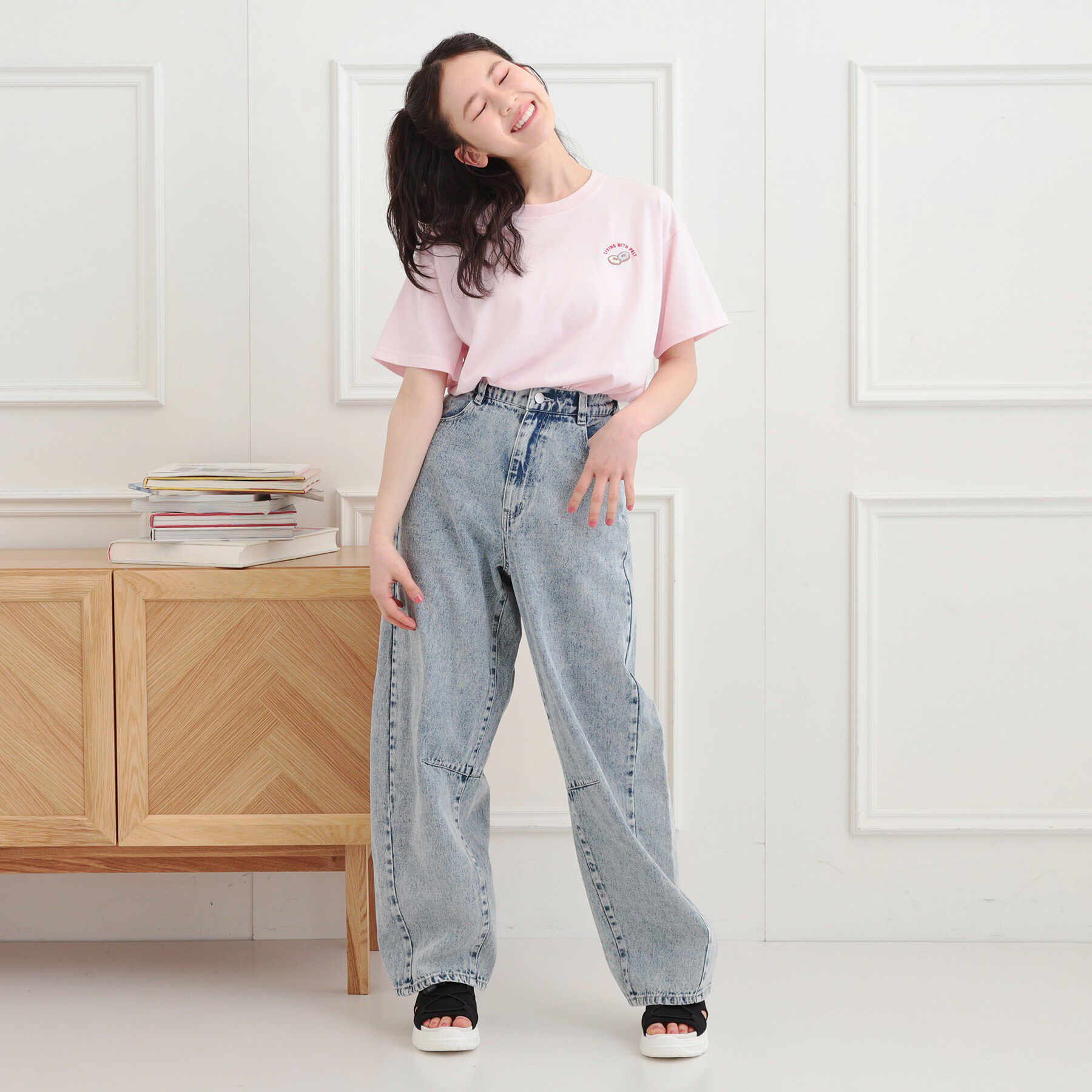 PINK-latte「◆ワンポイント刺繍Tシャツ」|Tシャツ・カットソー|