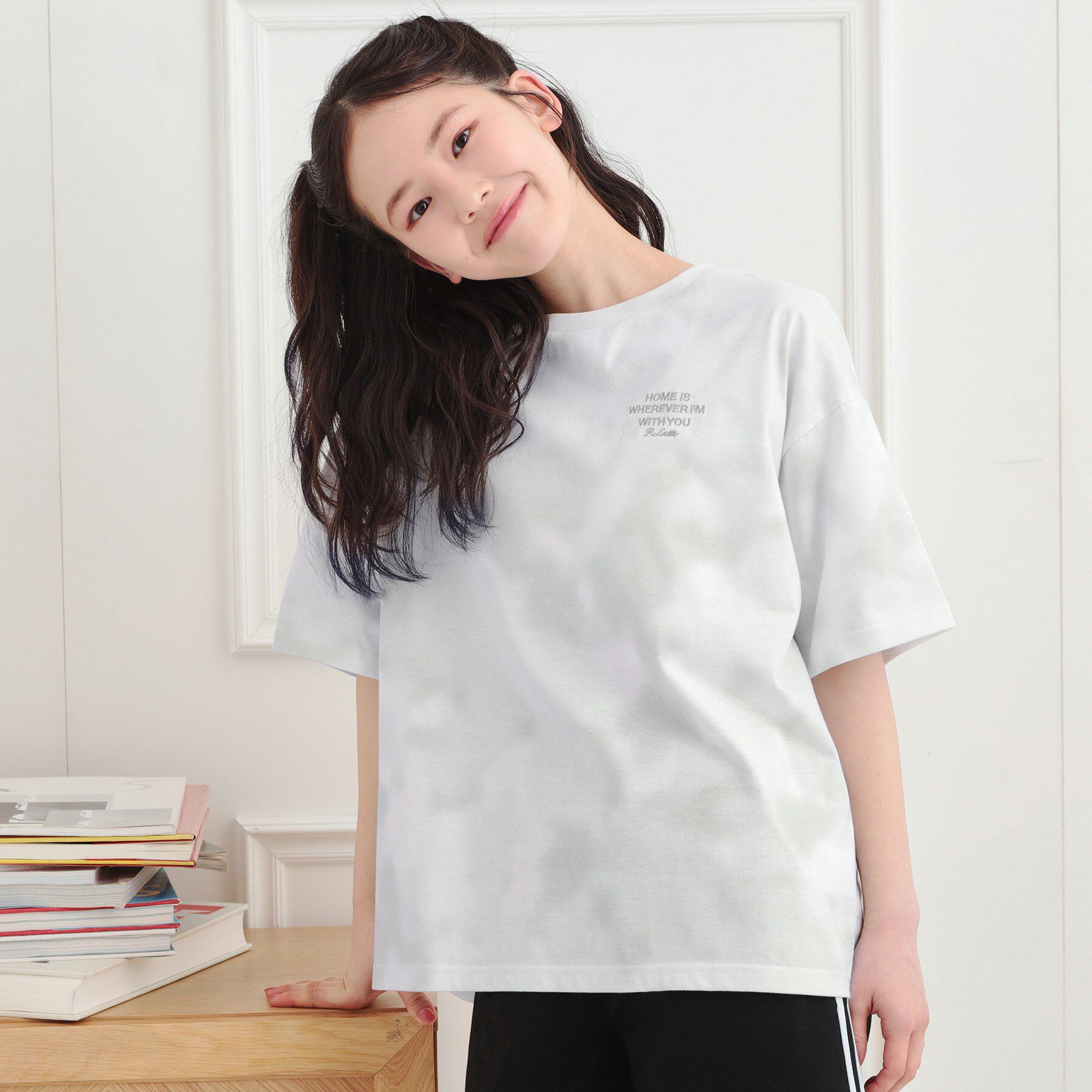 PINK-latte「◆タイダイ柄ビッグTシャツ」|Tシャツ・カットソー|ブラック(419)