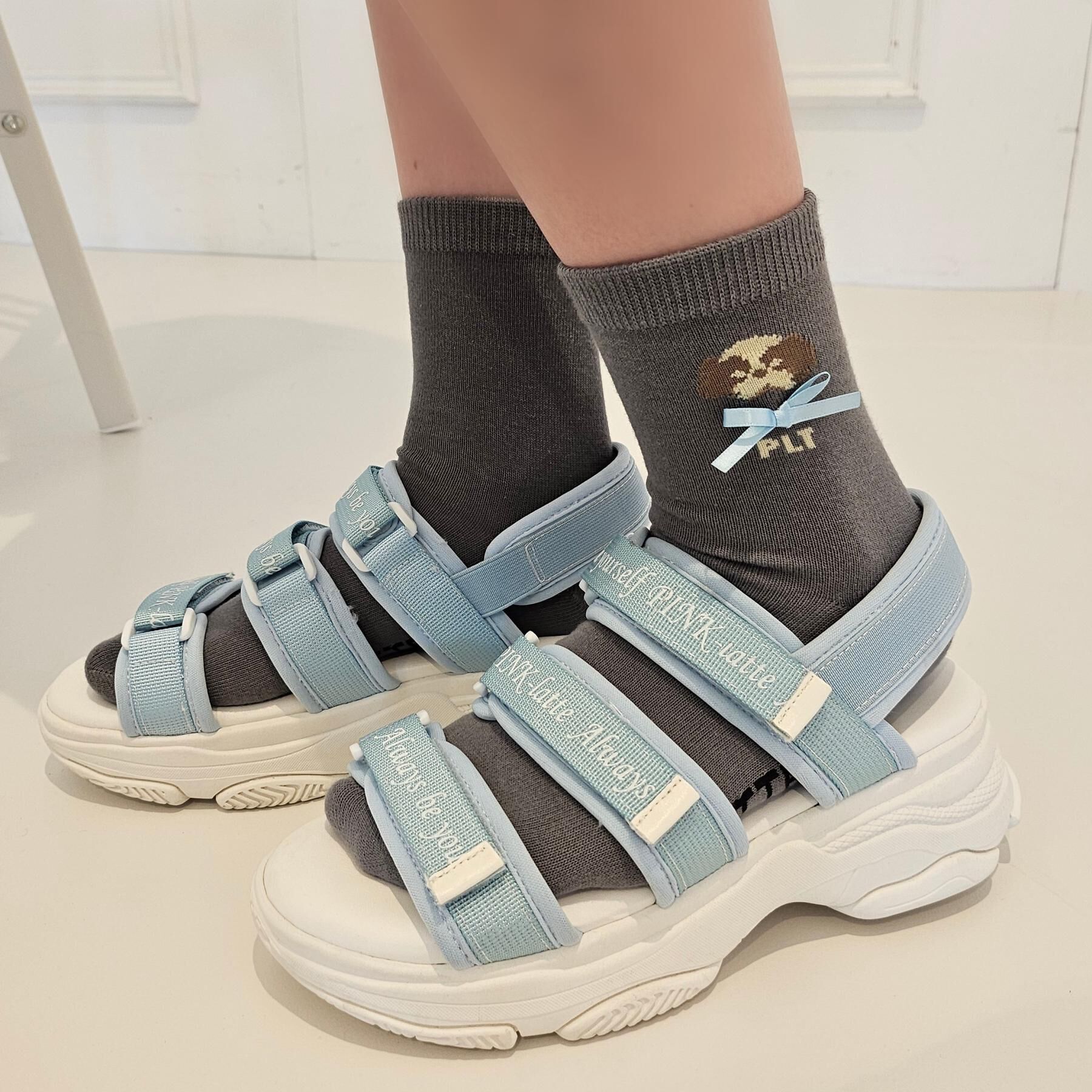 PINK-latte「ワンちゃんリボンショートソックス」|ソックス|